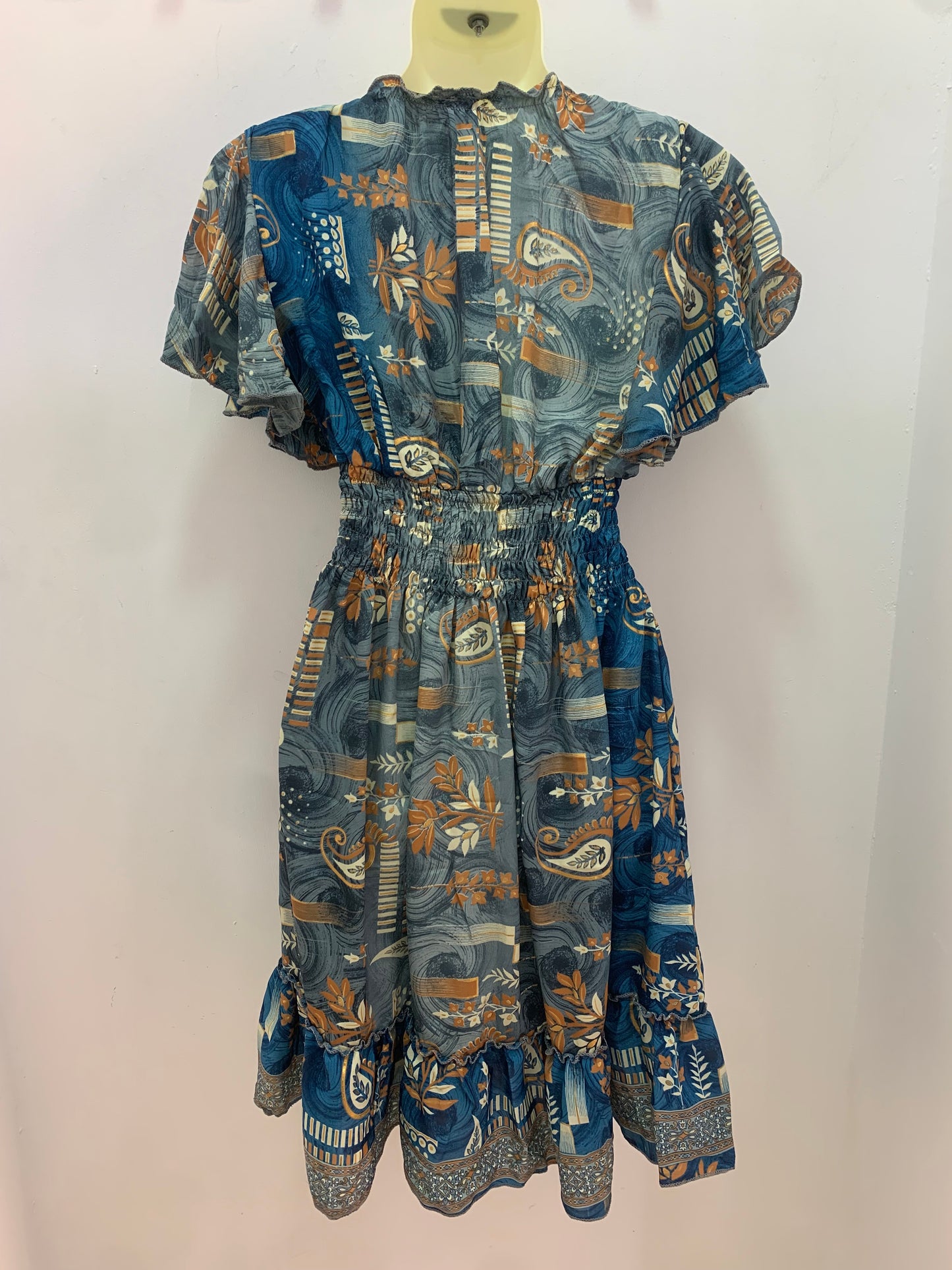 Vestido 1025 Azul Gris Marrón