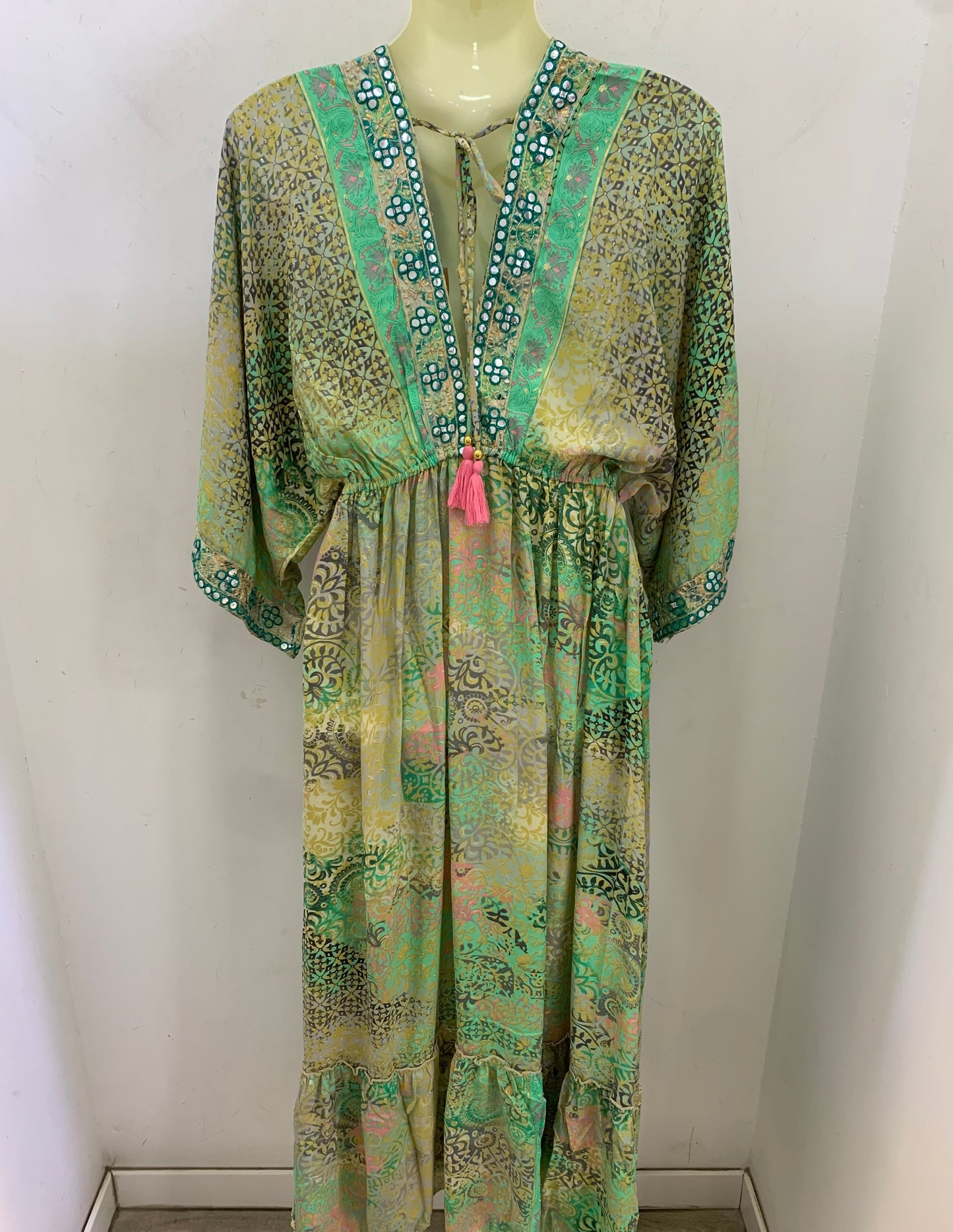 Vestido AVIVA Verde y Rosa