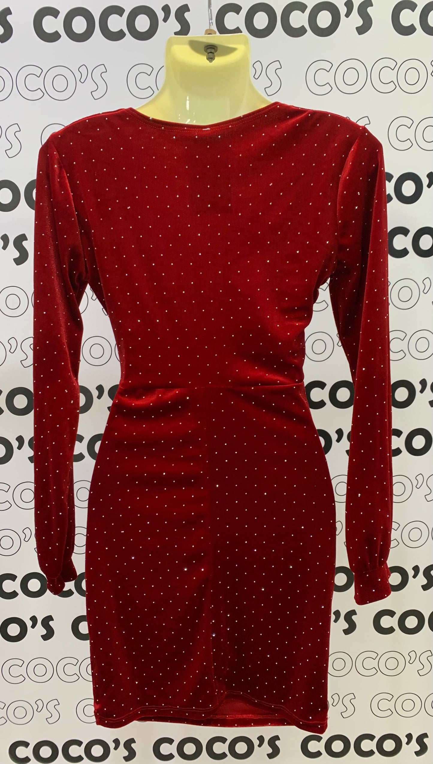 Vestido Corto Fiesta Rojo Terciopelo Brillantes
