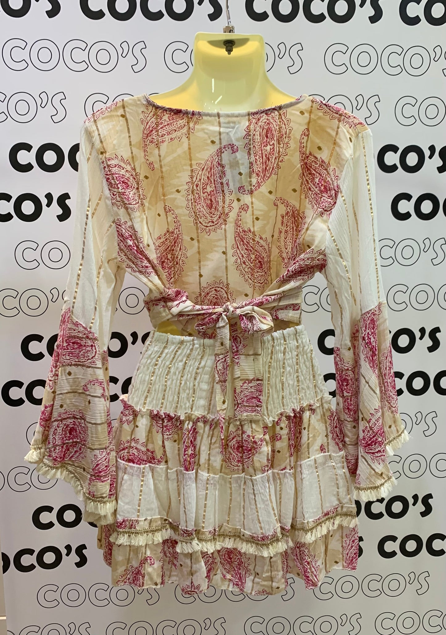 Conjunto Lurex Corto Rosa Beige