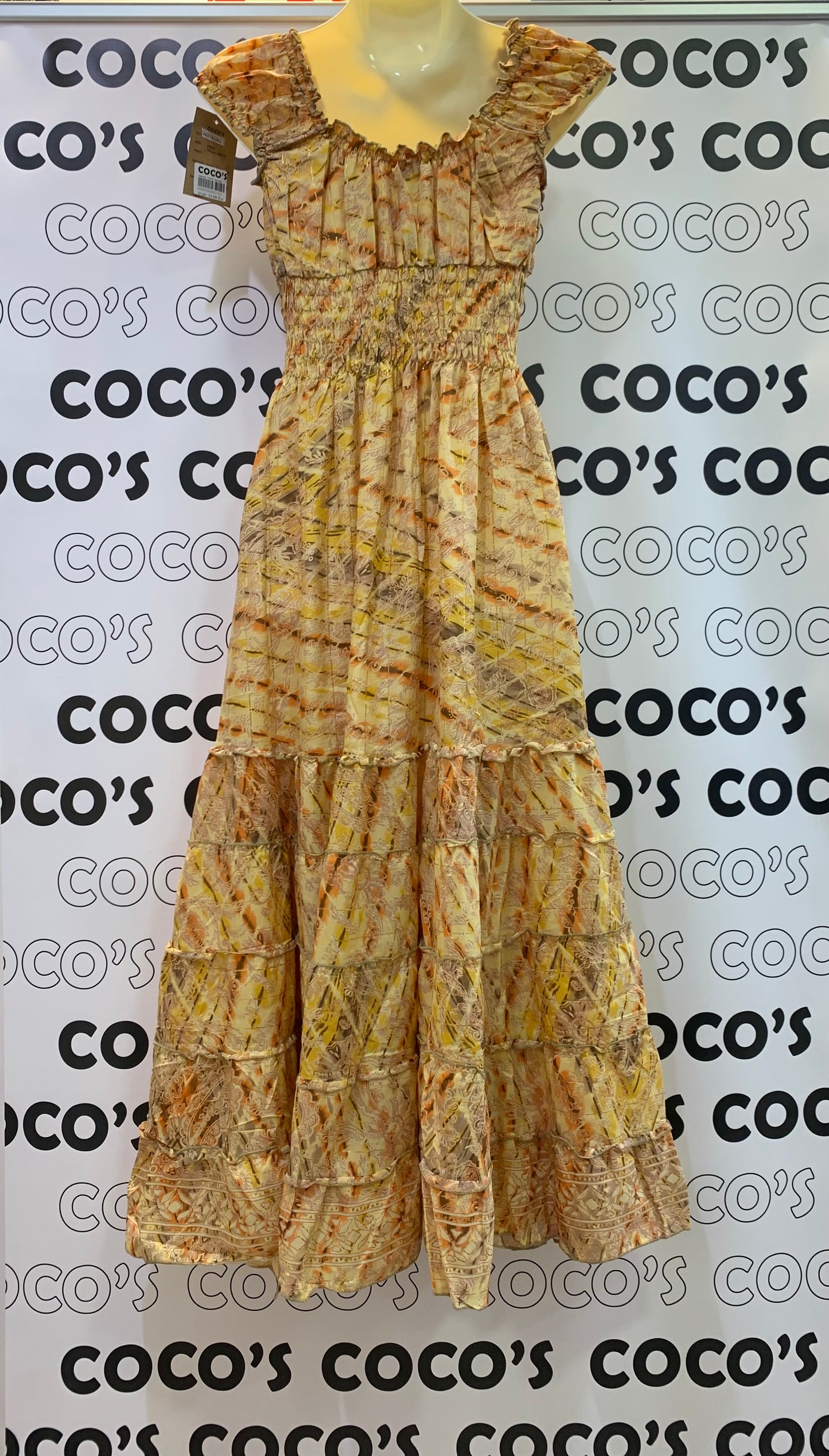 Vestido 1023K Naranja con amarillo Cachemira