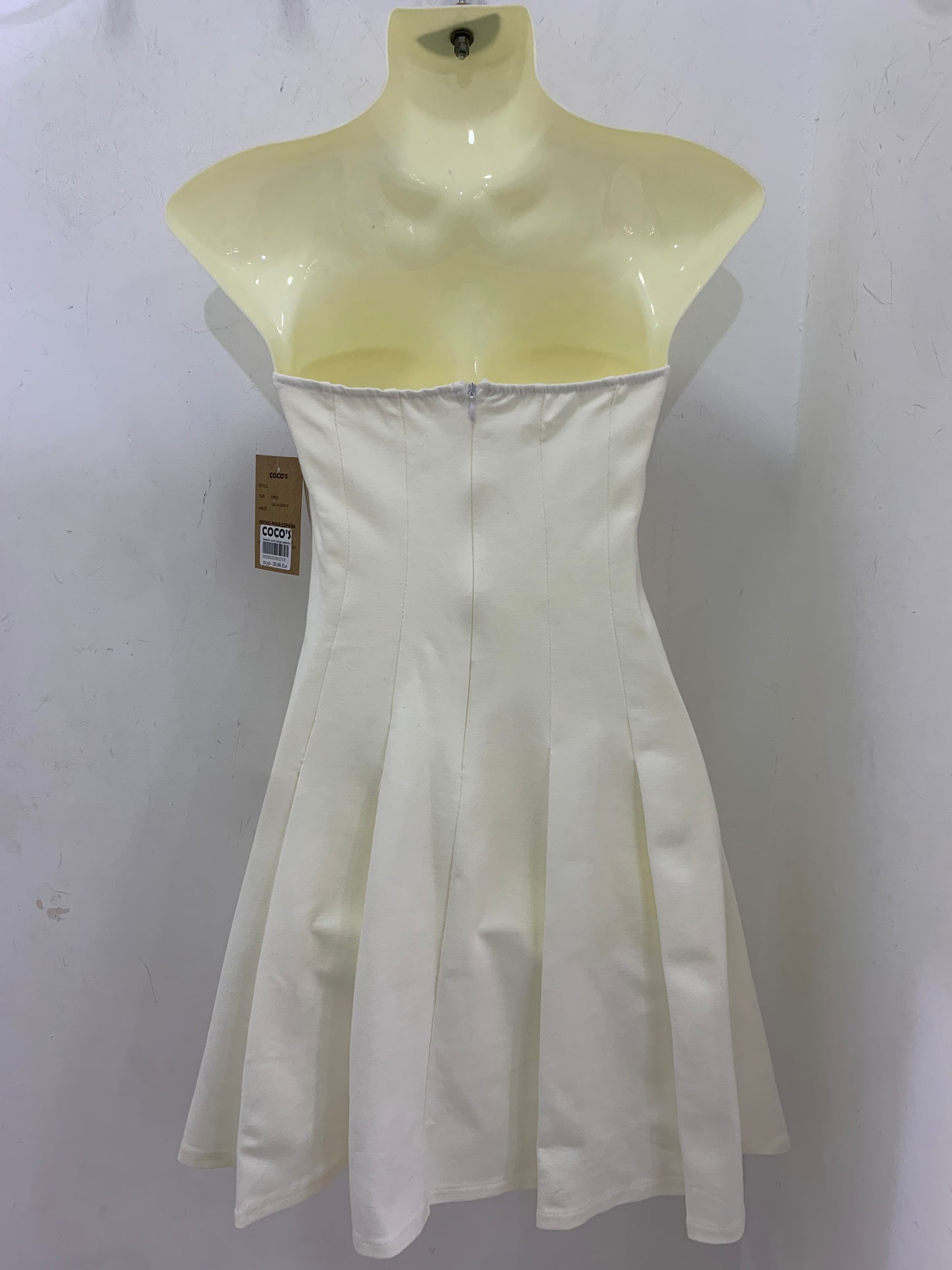 Vestido Blanco Palabra De Honor Tablas