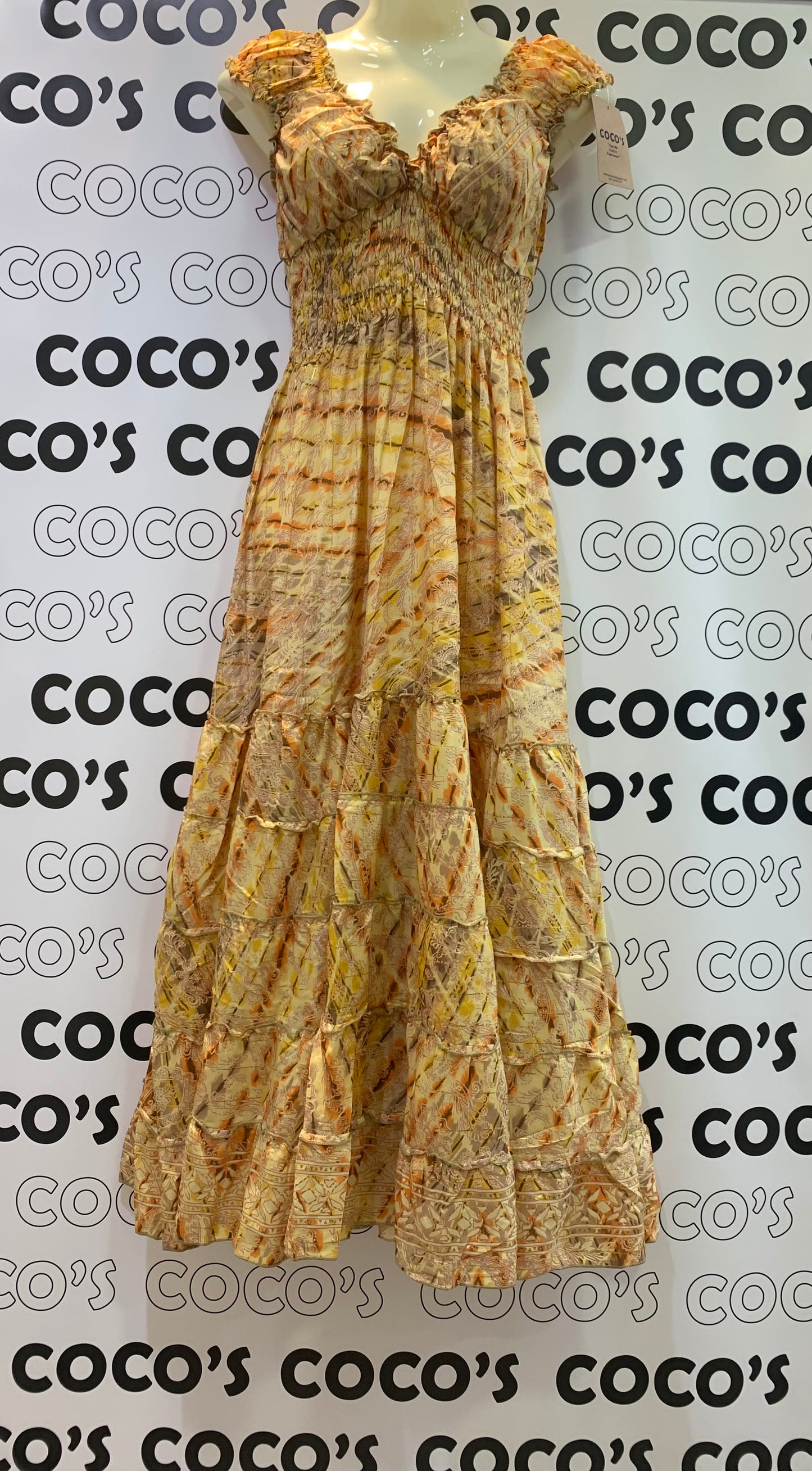 Vestido 1023K Naranja con amarillo Cachemira