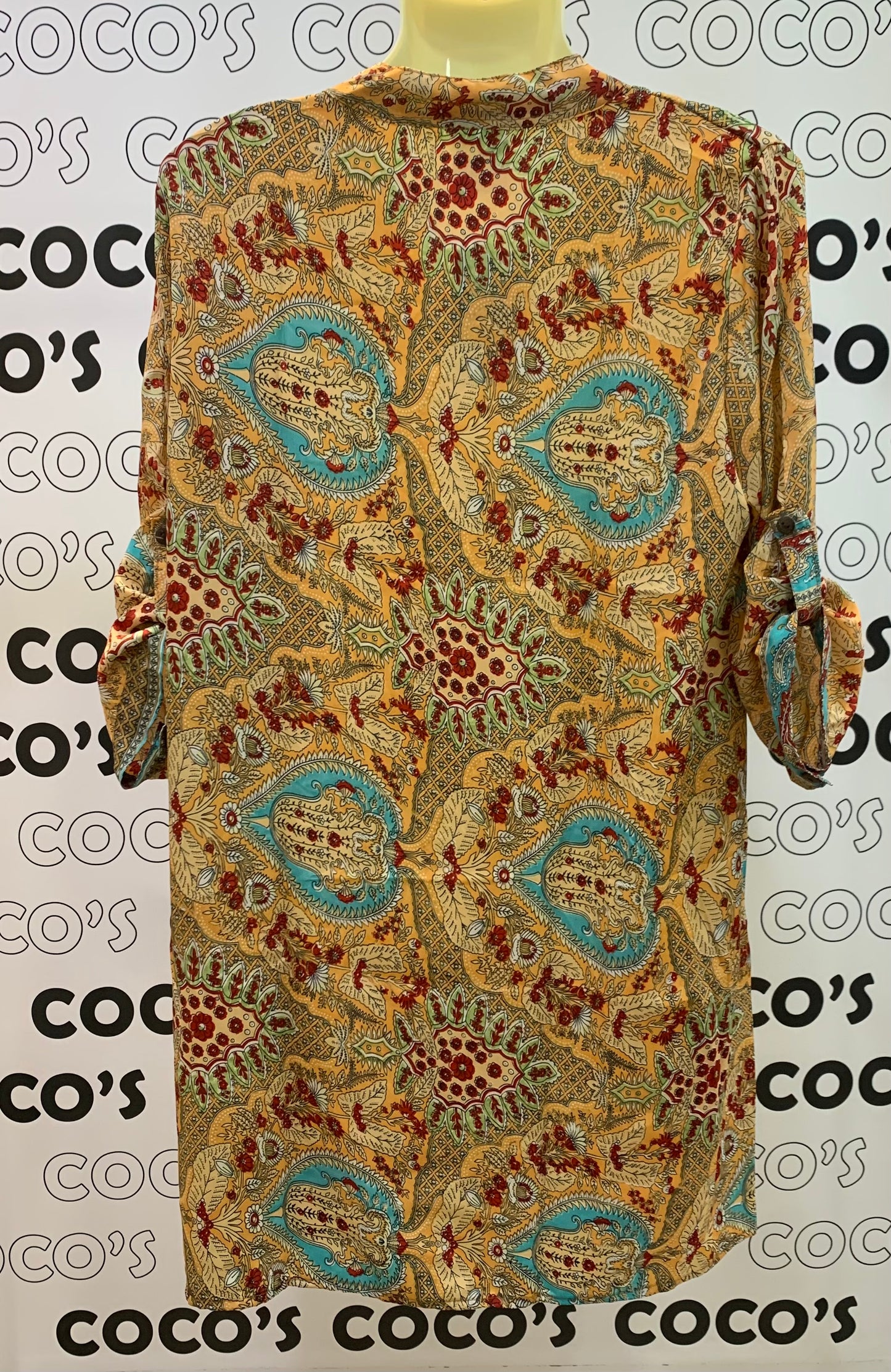 Blusón HE 21219 manga 3/4 naranja rojo.