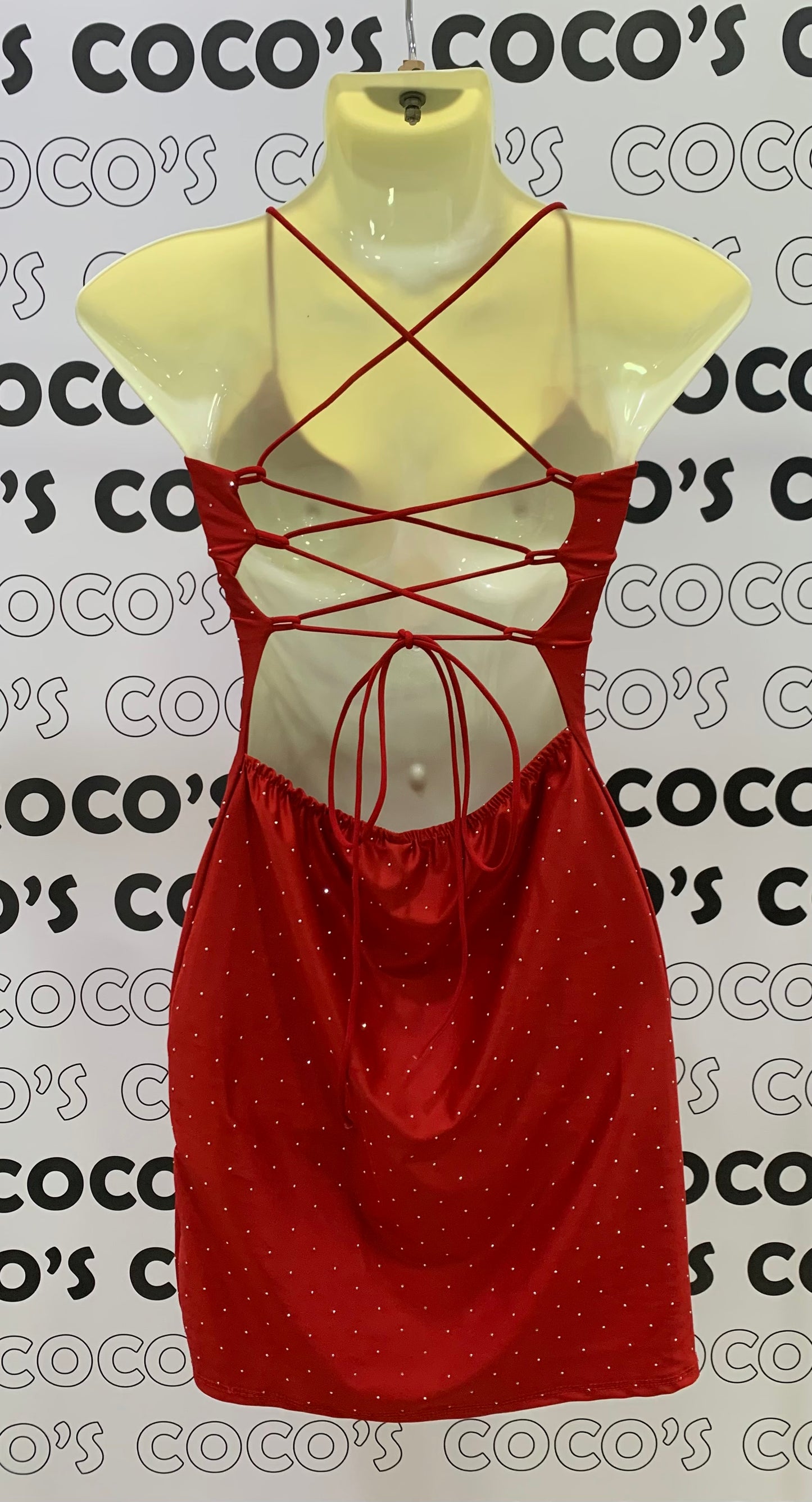 Vestido Corto Fiesta Rojo Espalda Cruzada