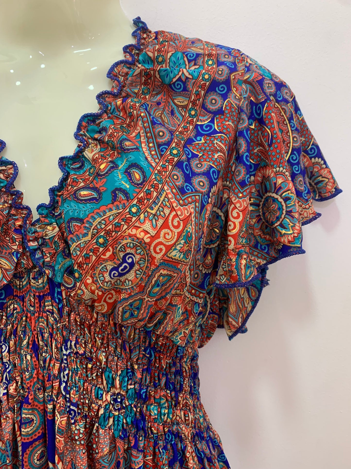 Vestido 1025 Azul Turquesa Rojo