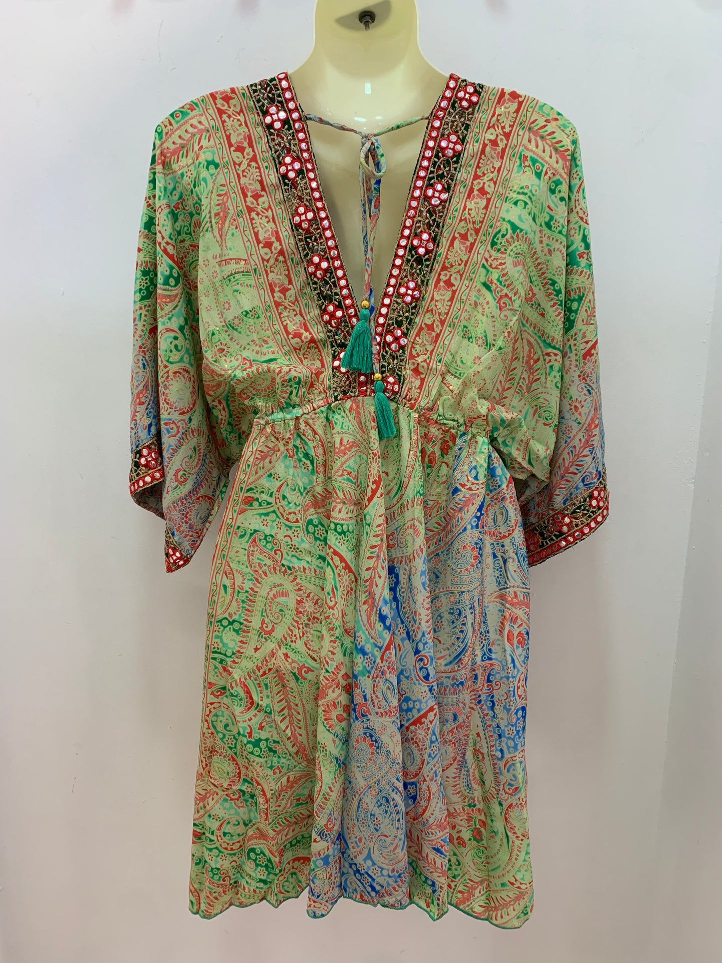 Vestido NAADIA Verde Rojo Azul