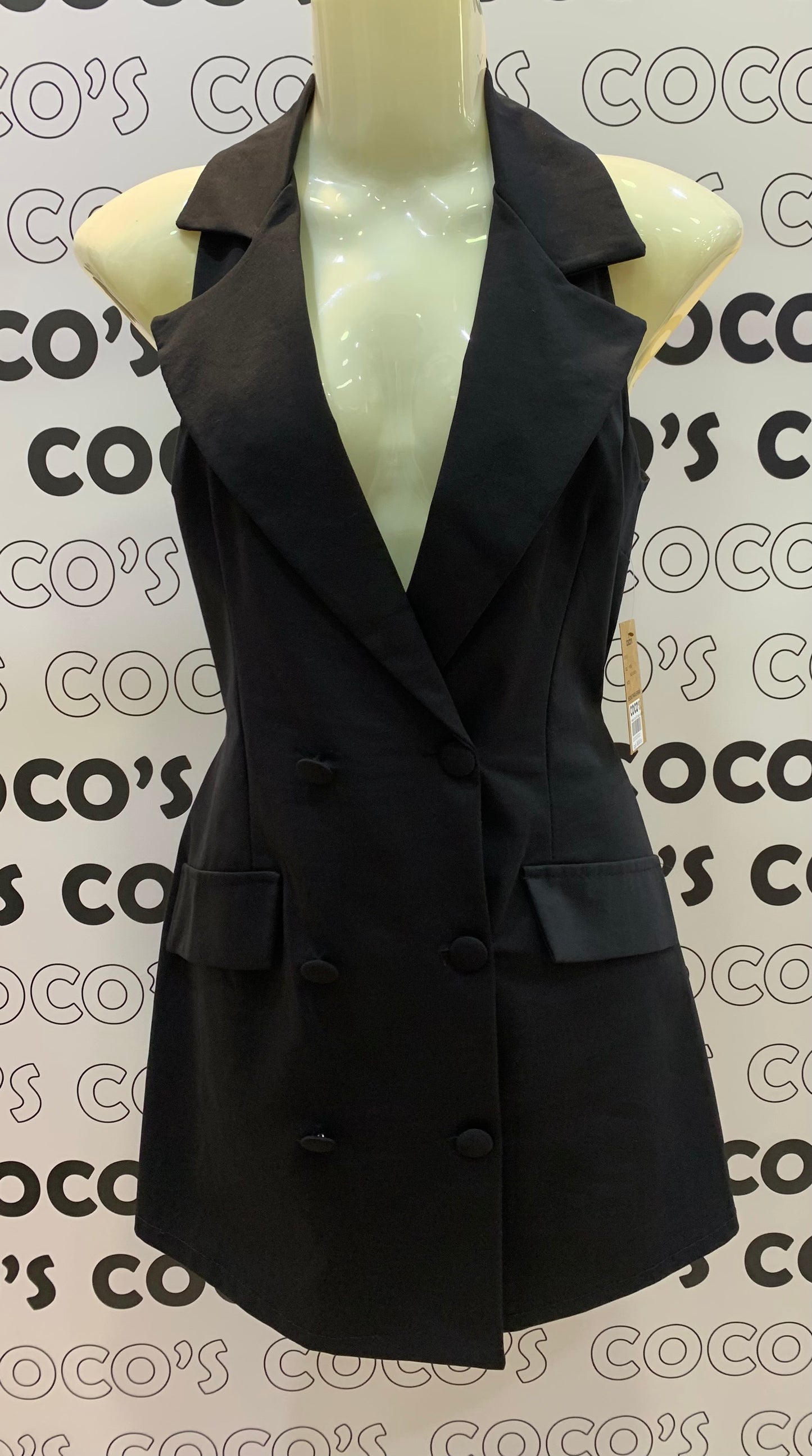 Vestido Con Solapa Negro