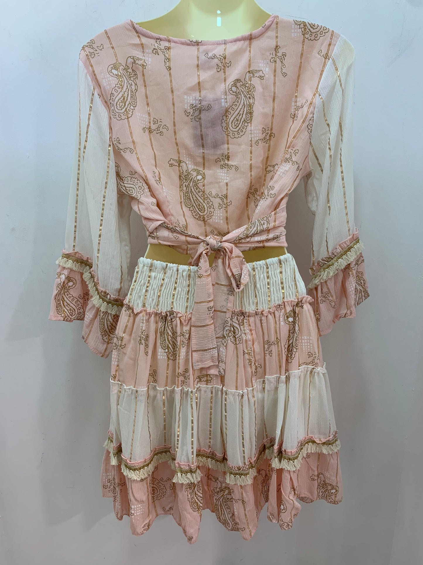 Conjunto Lurex Corto Rosa Cachemira
