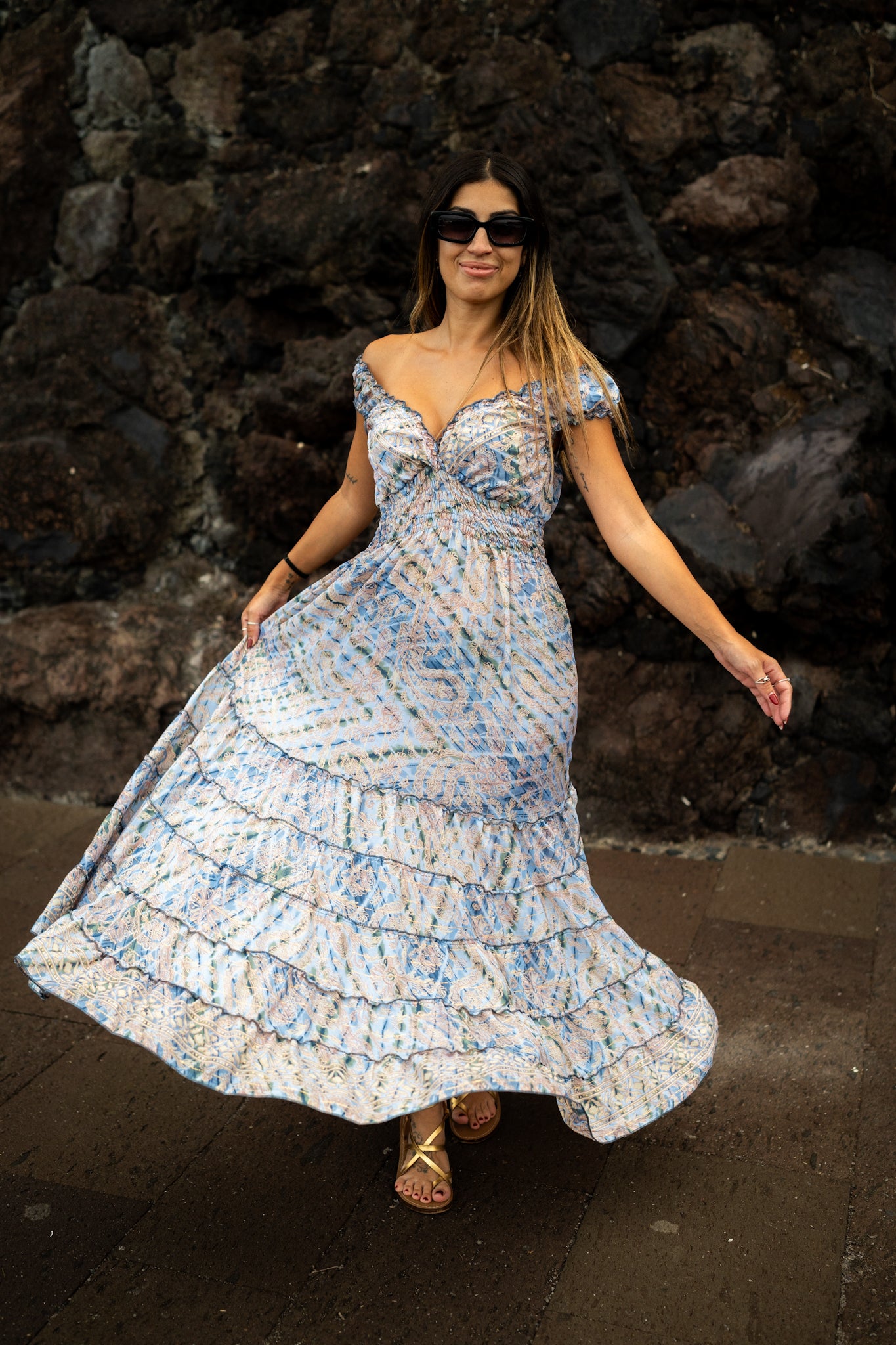 Vestido 1023K Azul celeste Cachemira