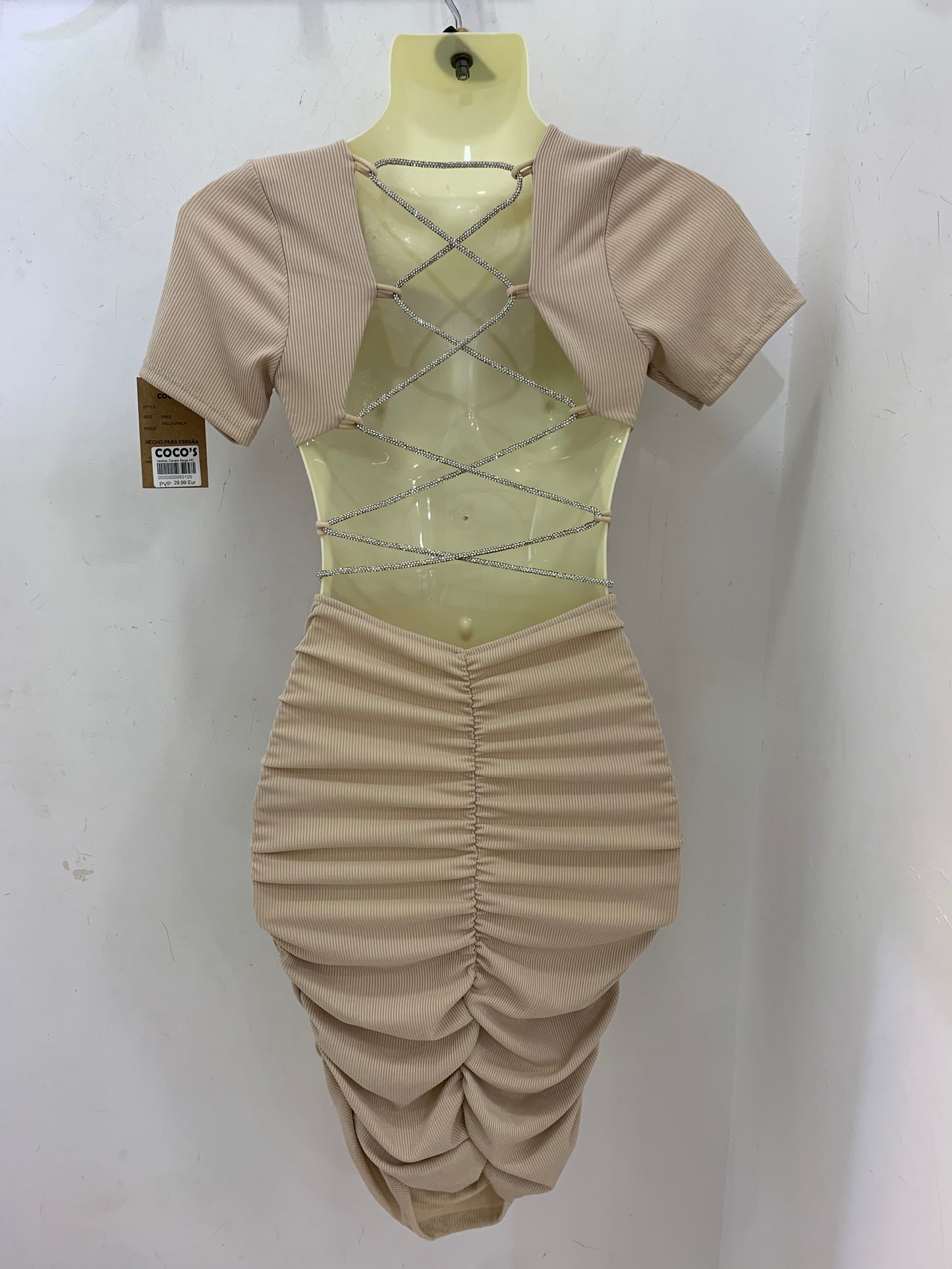 Vestido Midi Canalé Beige