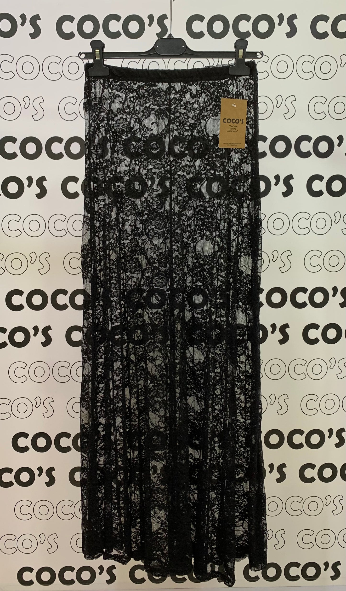 Falda Larga Encaje Negro