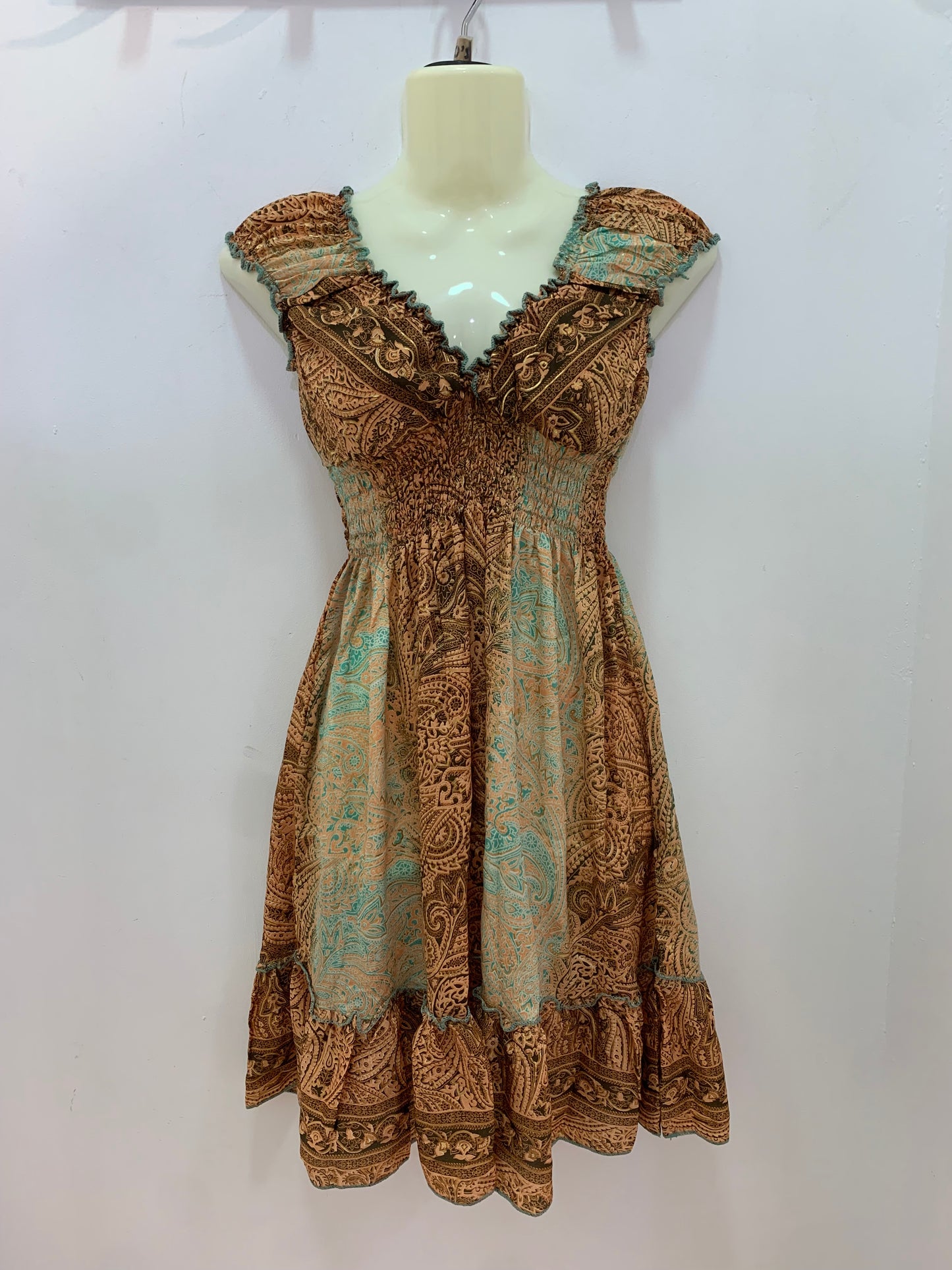 Vestido 1024SK Marrón Naranja Verde
