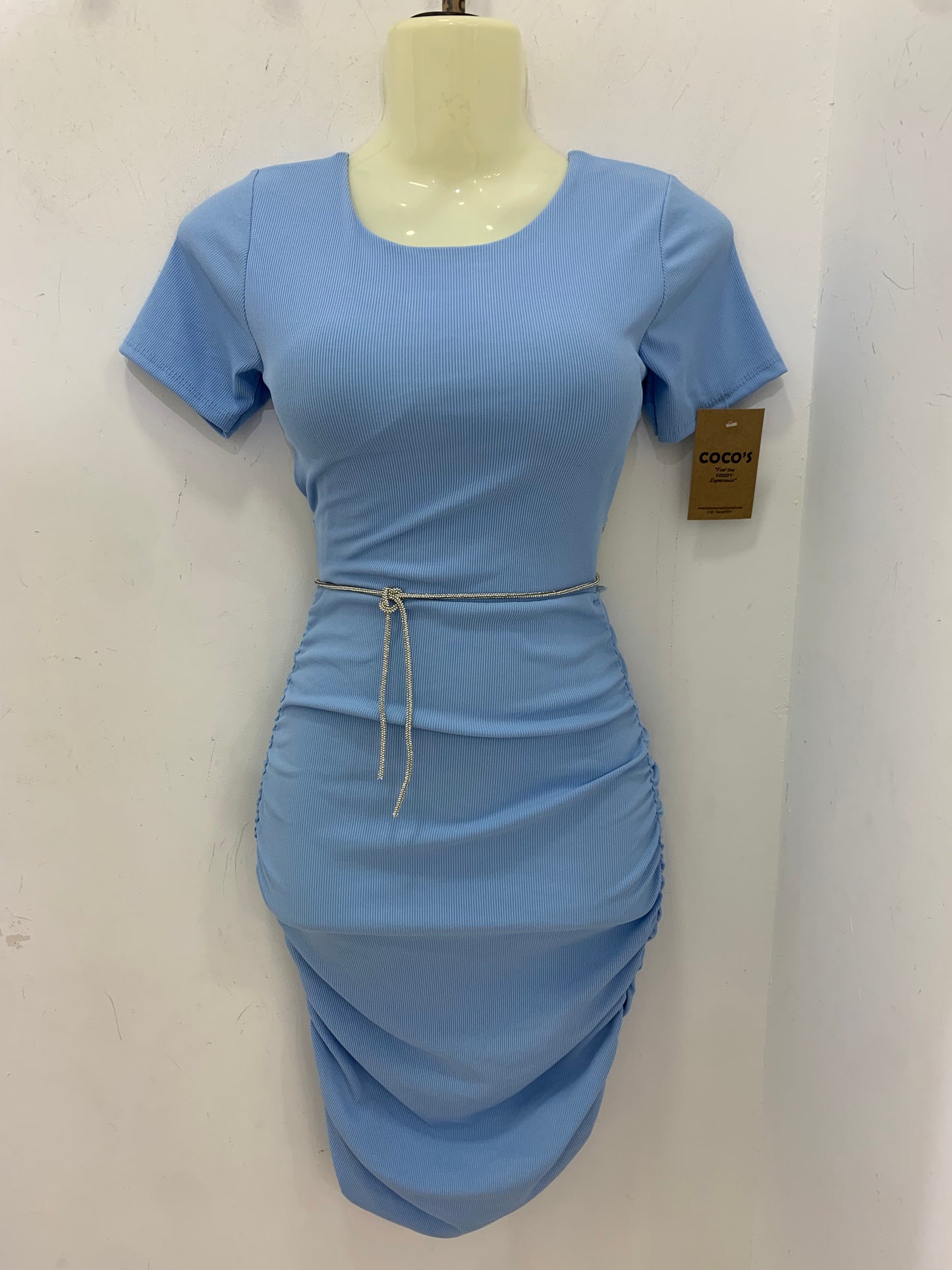 Vestido Midi Canalé Celeste