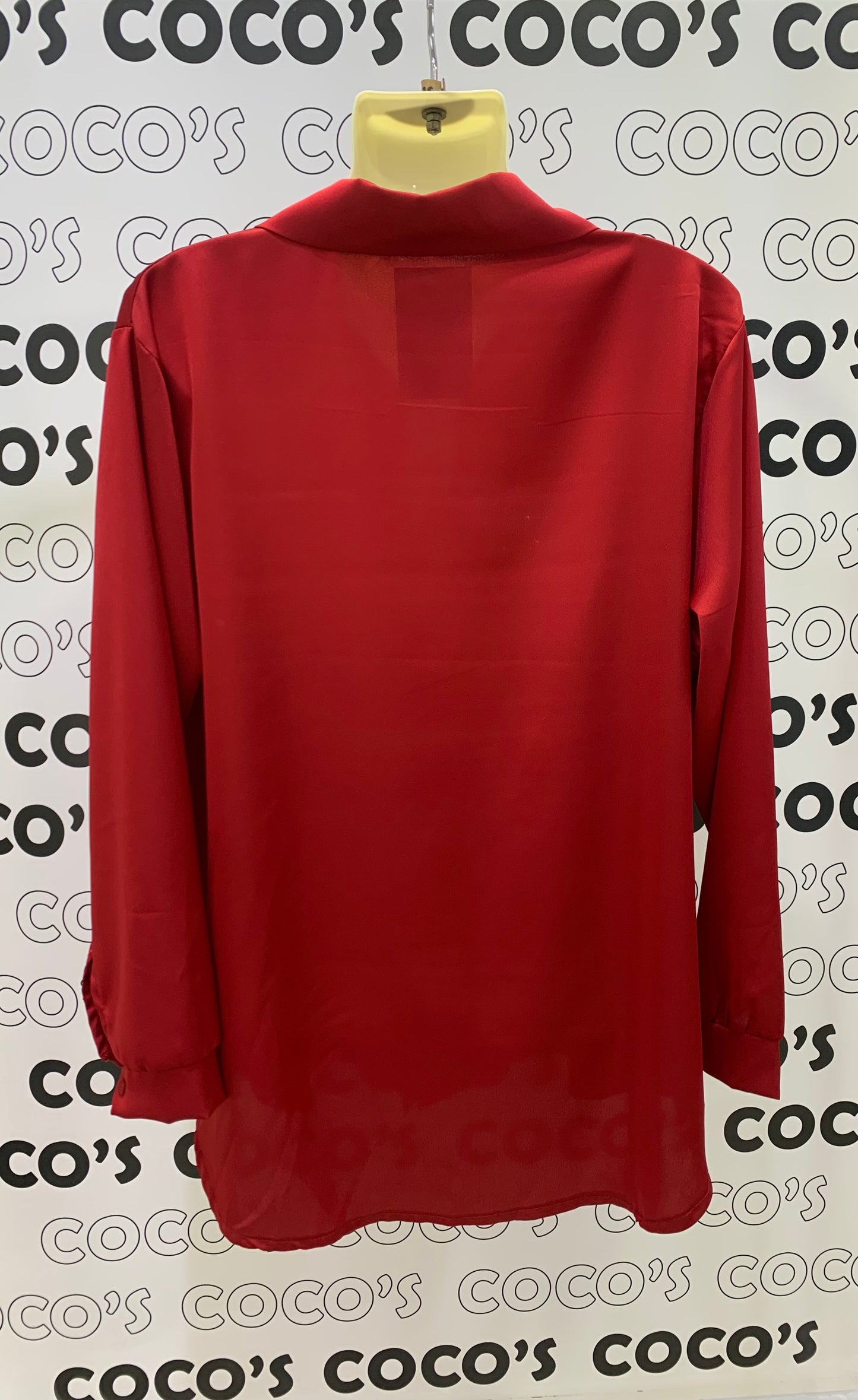 Camisa Botones Rojo Satinado Talla Única Grande