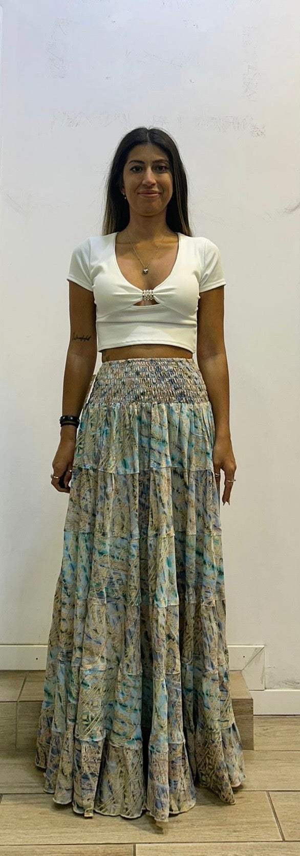 Falda Larga 810 Azul Claro