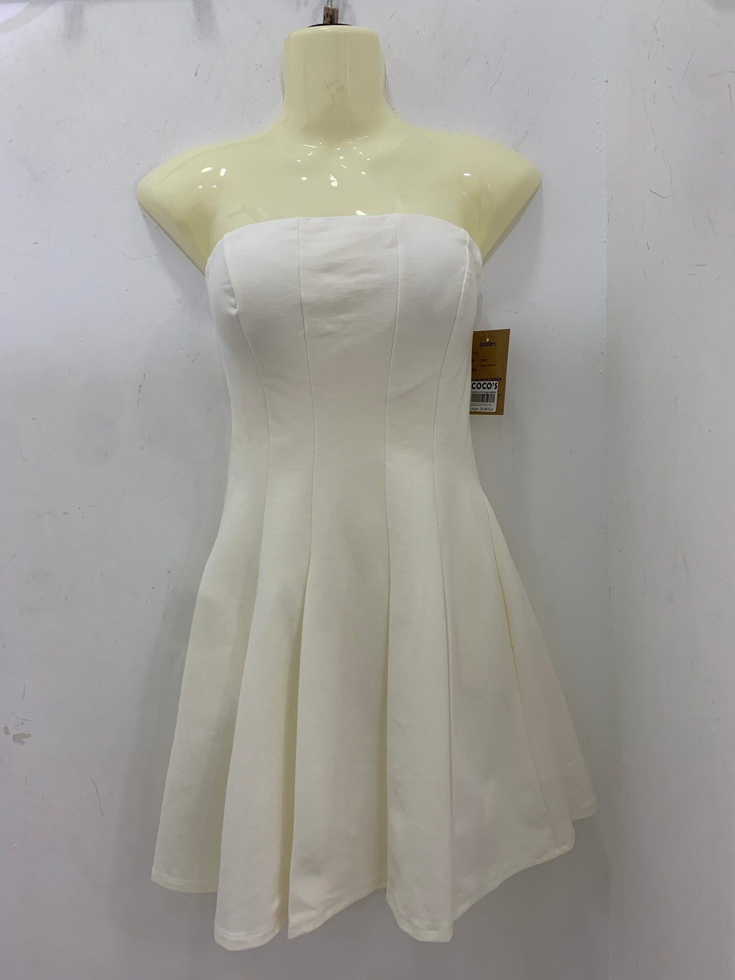 Vestido Blanco Palabra De Honor Tablas
