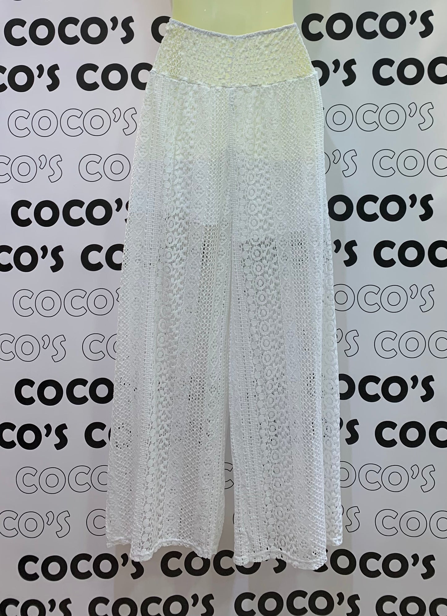 Pantalón Largo de Encaje Blanco