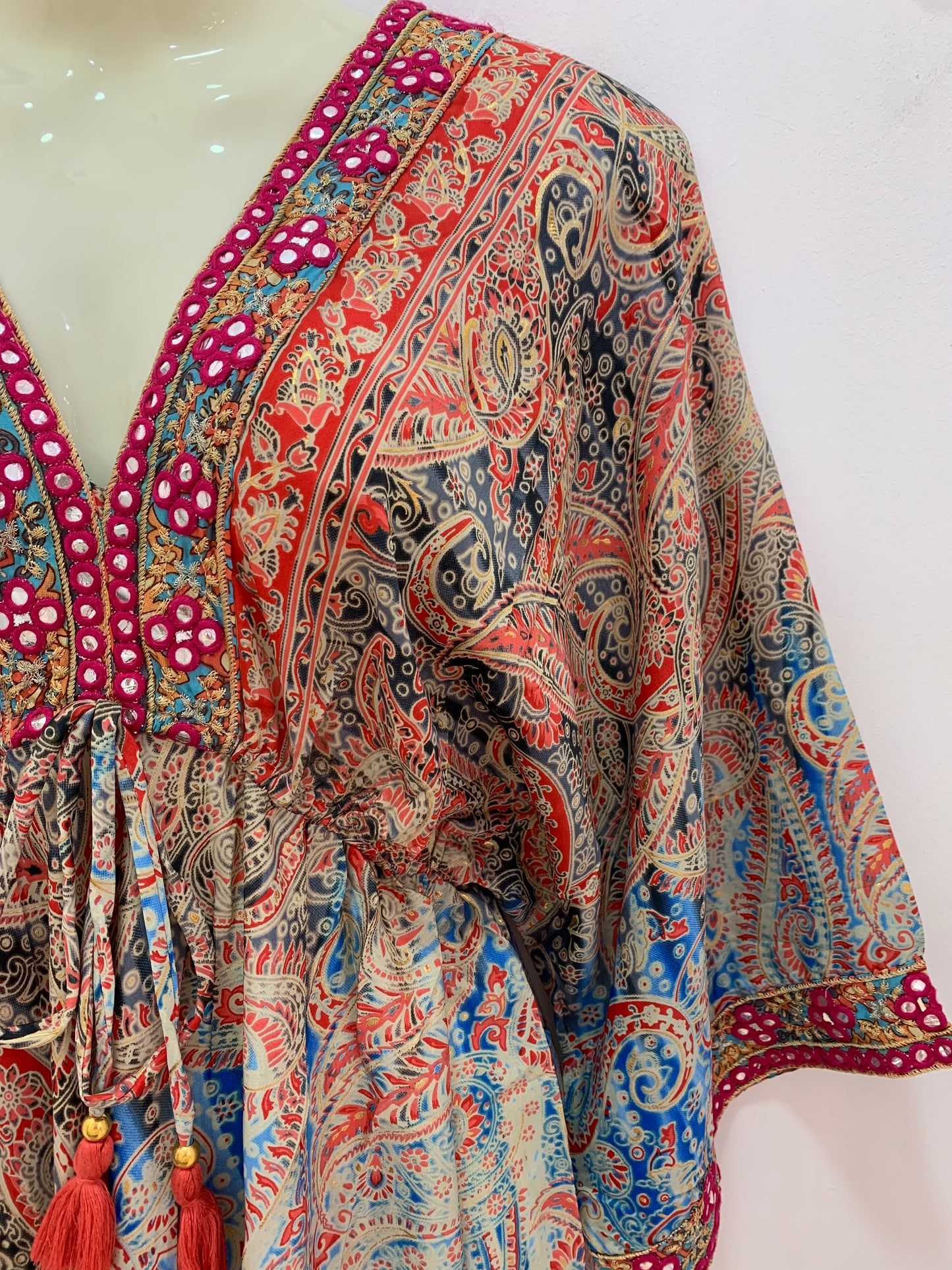 Vestido NAADIA Rojo Gris Azul