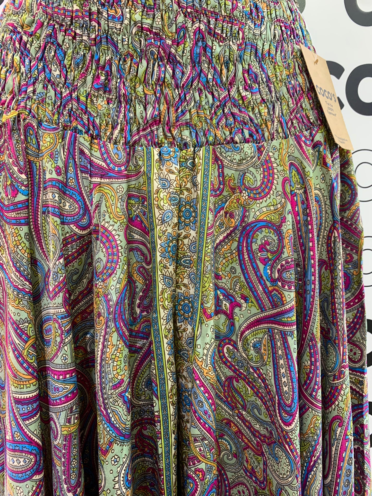 Pantalón Ancho largo verde/lila.