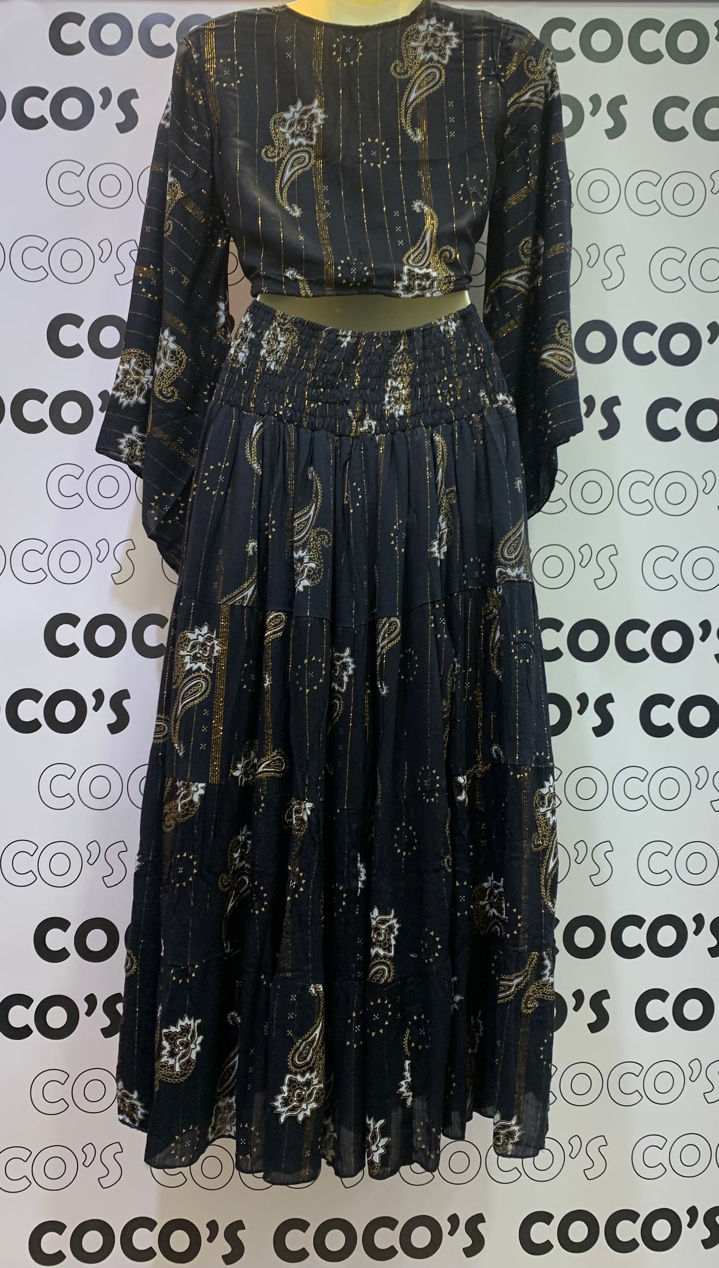 Conjunto Largo 029LU falda y top negro.
