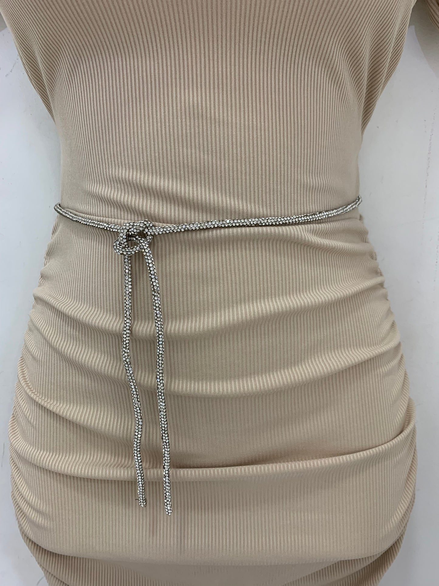 Vestido Midi Canalé Beige