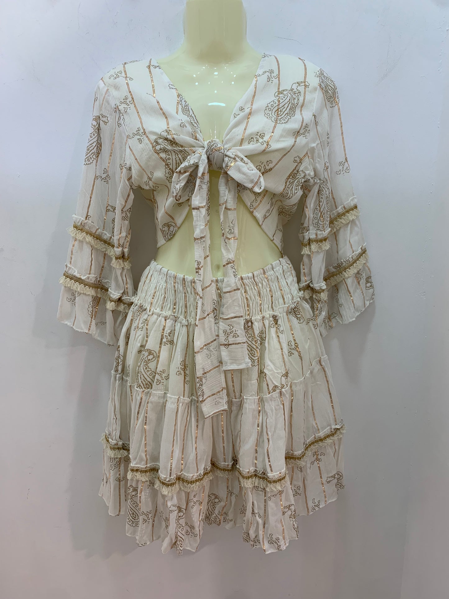 Conjunto Lurex Corto Blanco Cachemira
