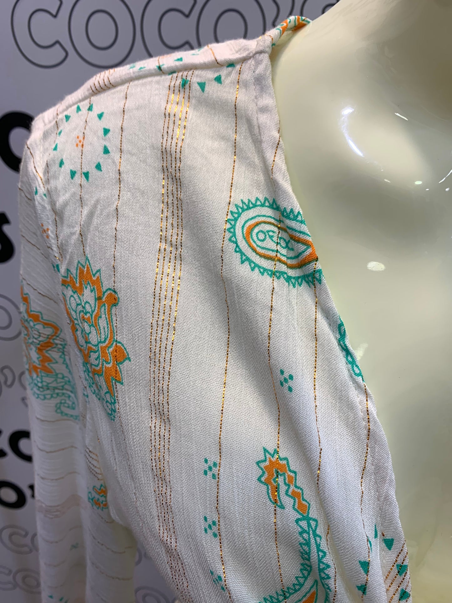 Conjunto Largo 029LU falda y top blanco estampado.