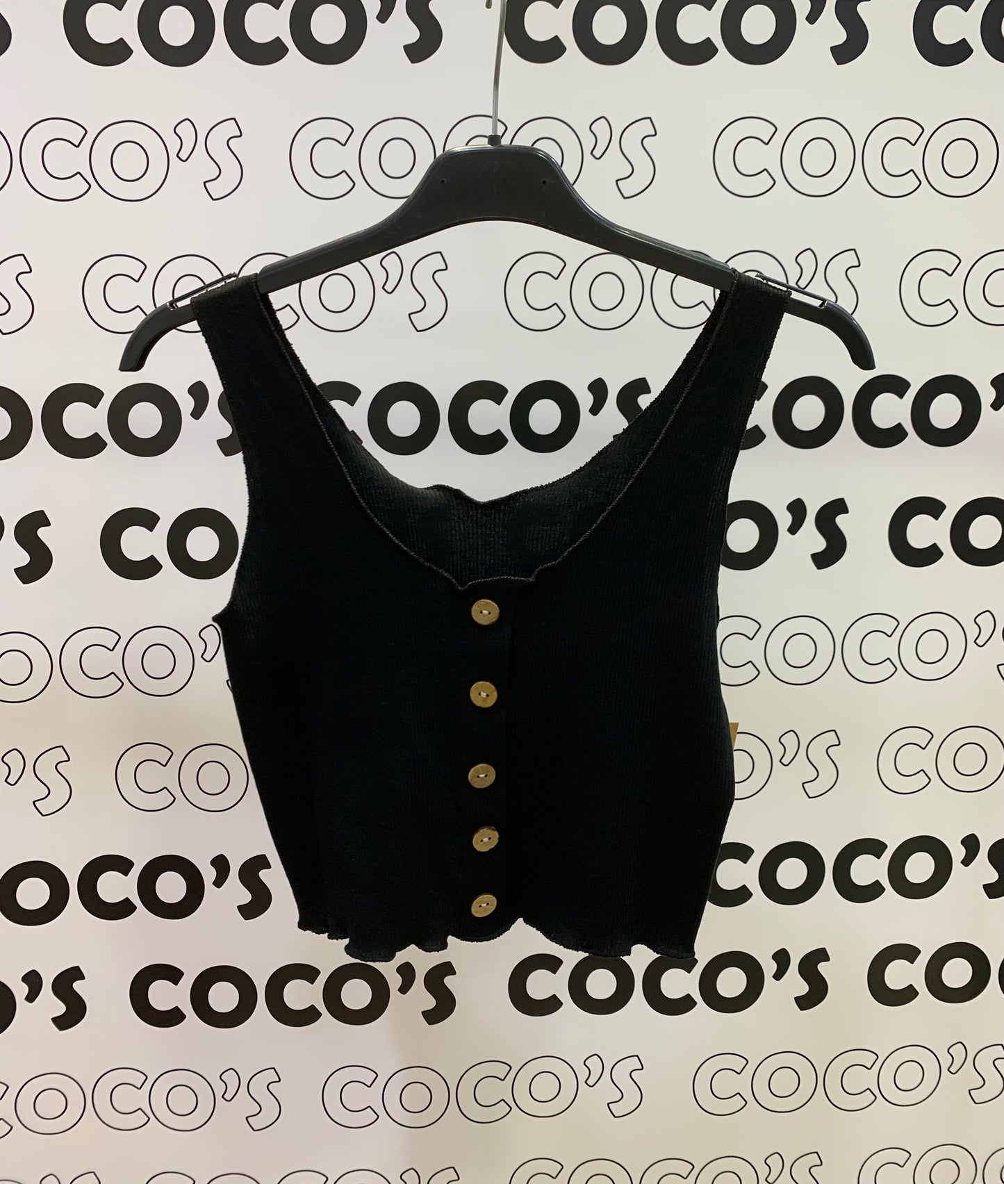 Top Cropped Canalé Negro Botones