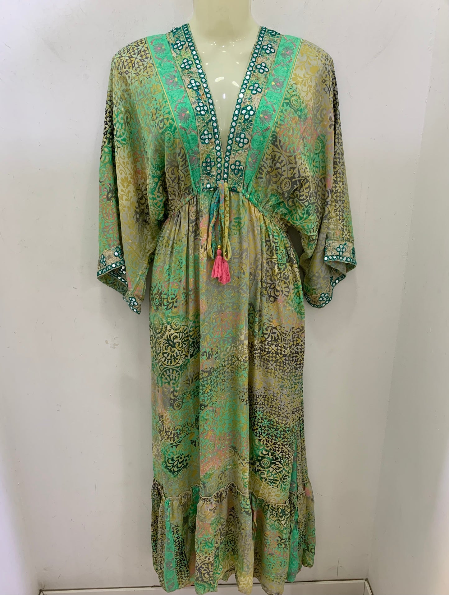 Vestido AVIVA Verde y Rosa