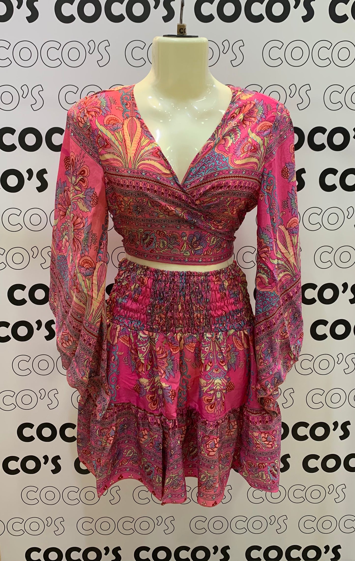 Conjunto Corto 026 Falda Y top Rosa
