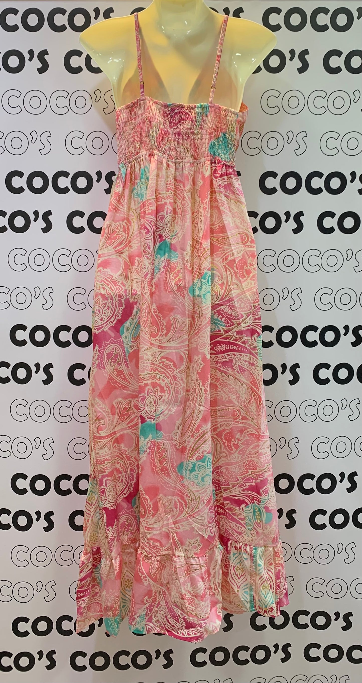 Vestido ZOYA Rosa Fucsia Verde Azulado