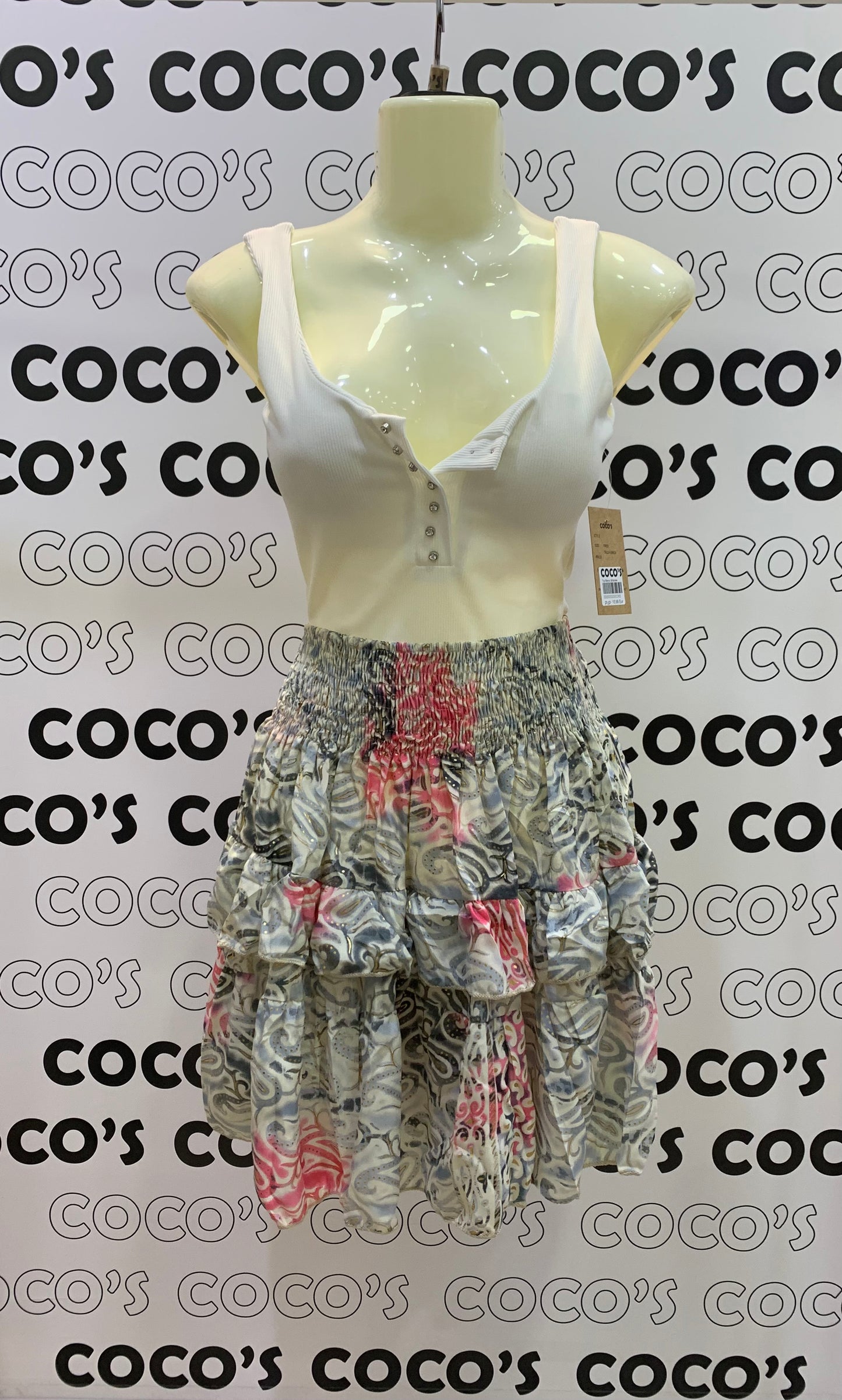 Falda Corta Blueberry Gris y Rosa