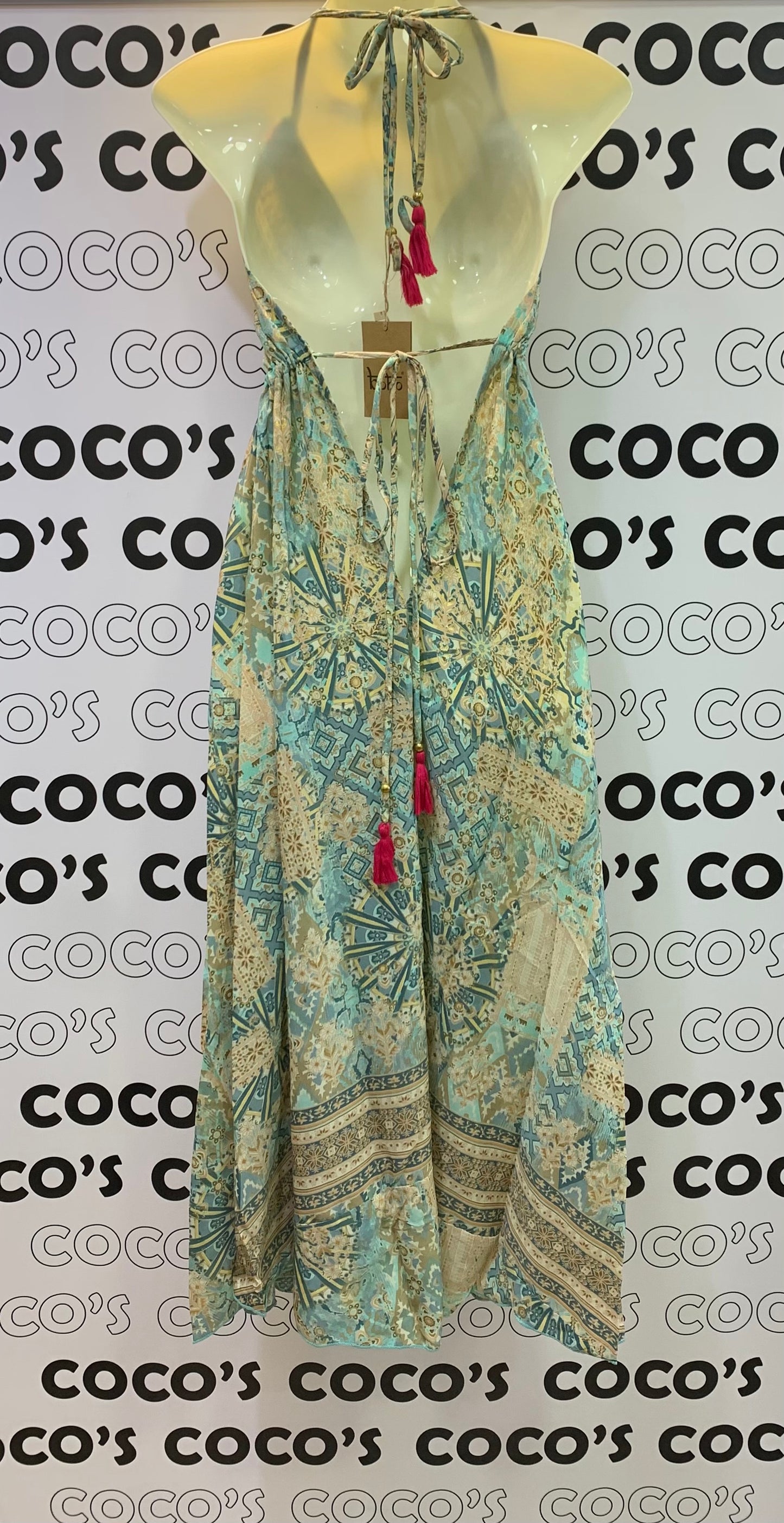 Vestido Espejos Beige y Verde