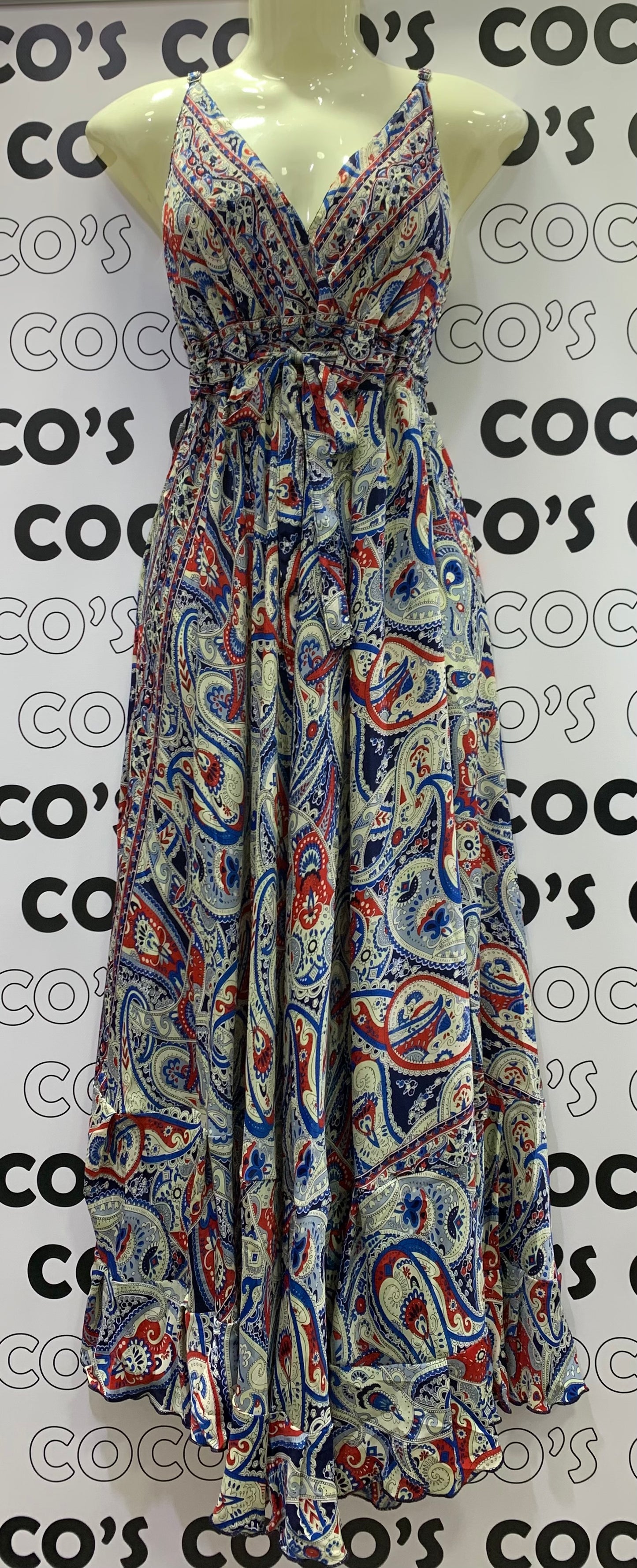 Vestido 240K Azul Rojo Beige Cachemira