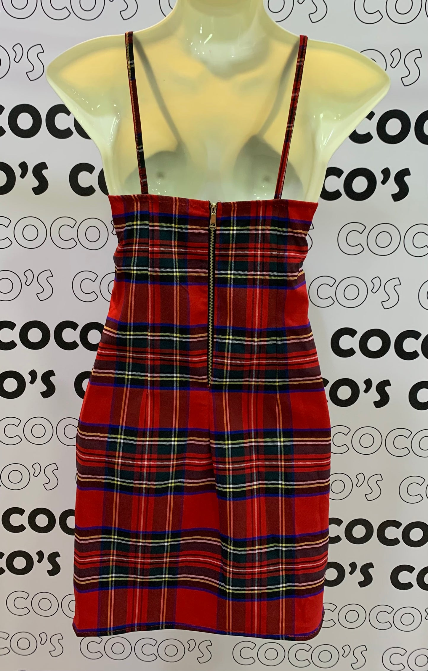 Vestido corto cuadros rojos escoceses.