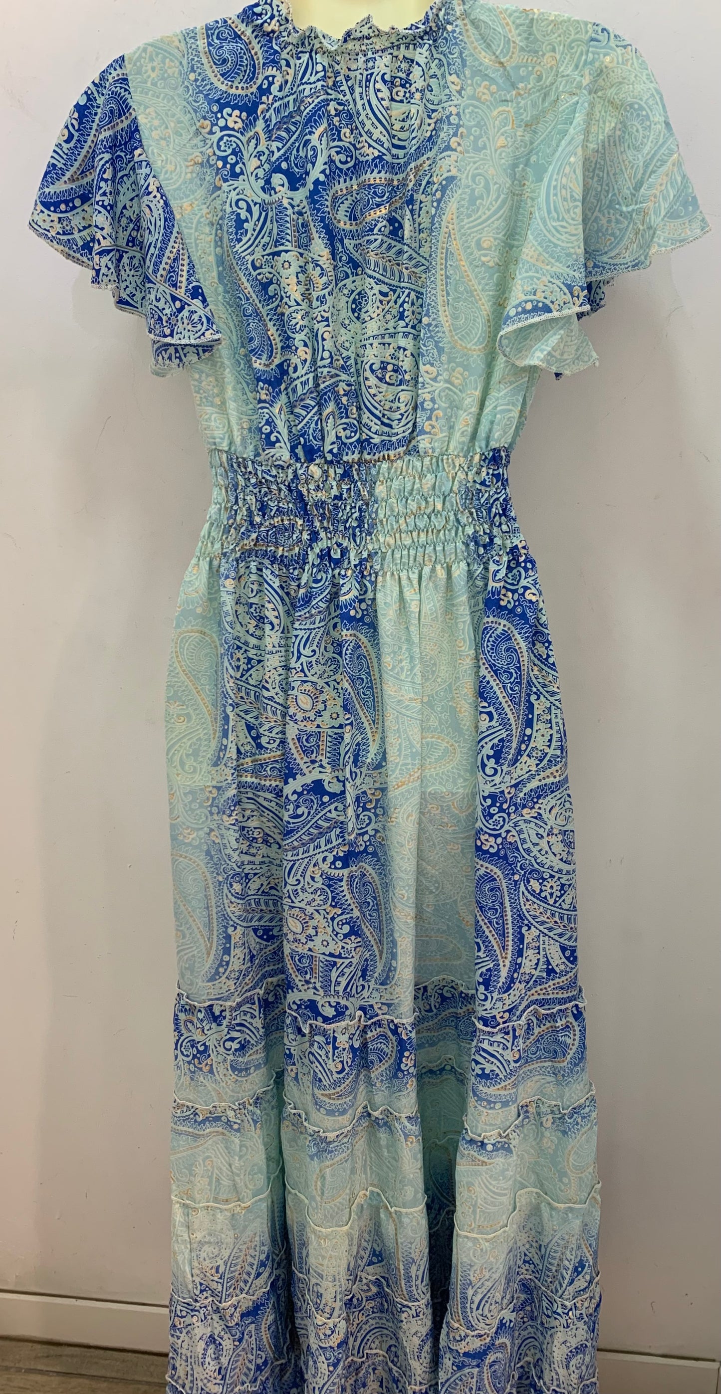 Vestido 1023A Azul Eléctrico Y Celeste