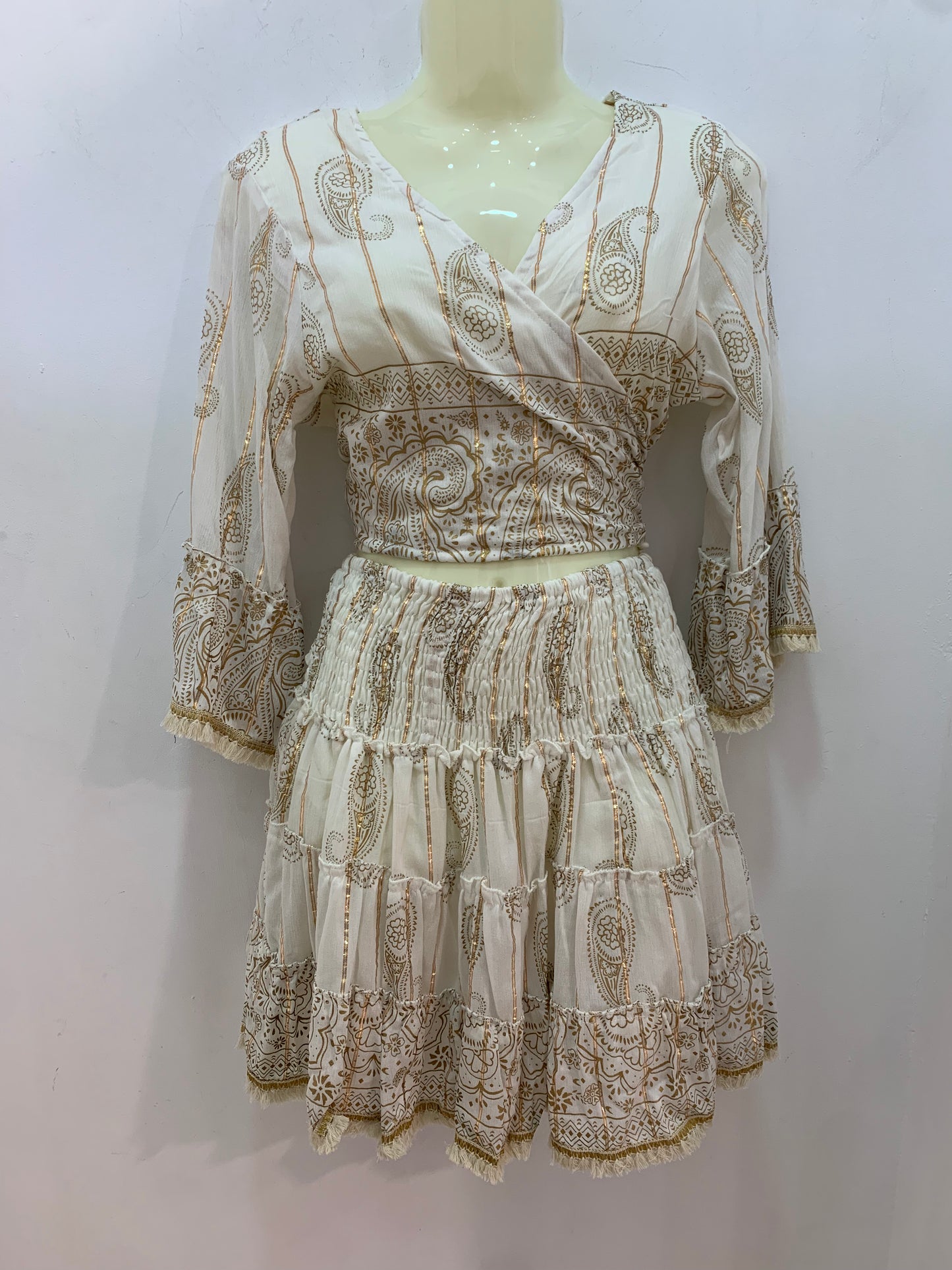 Conjunto Lurex Corto Blanco Cachemira