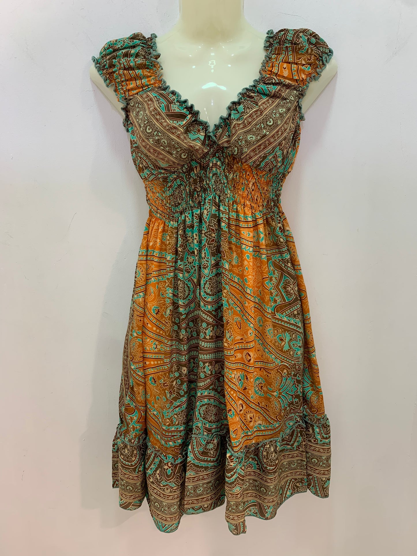 Vestido 1024SK Marrón, Naranja Y Verde