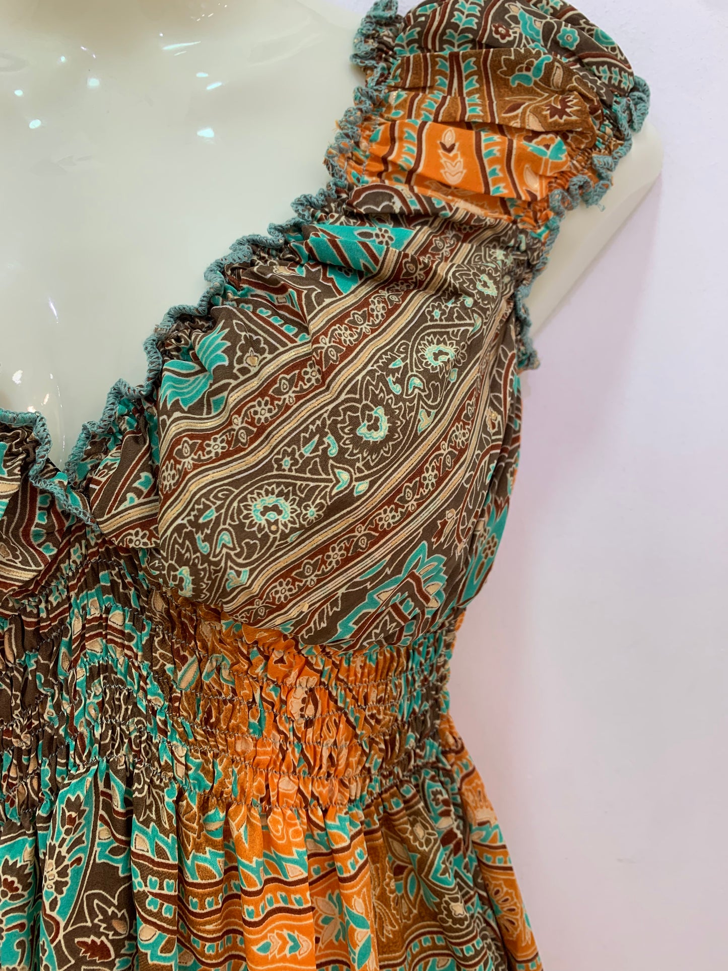 Vestido 1024SK Marrón, Naranja Y Verde