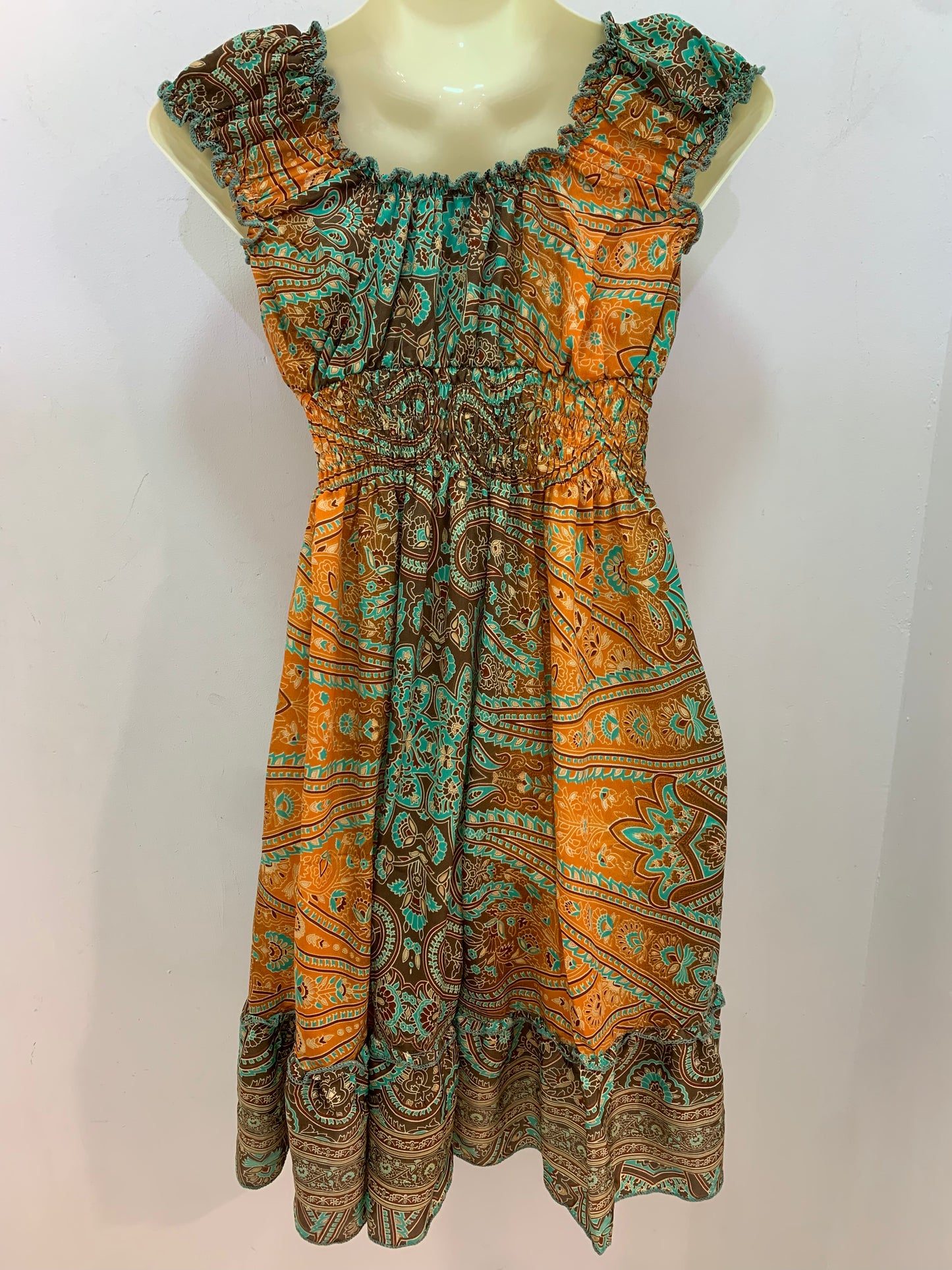 Vestido 1024SK Marrón, Naranja Y Verde