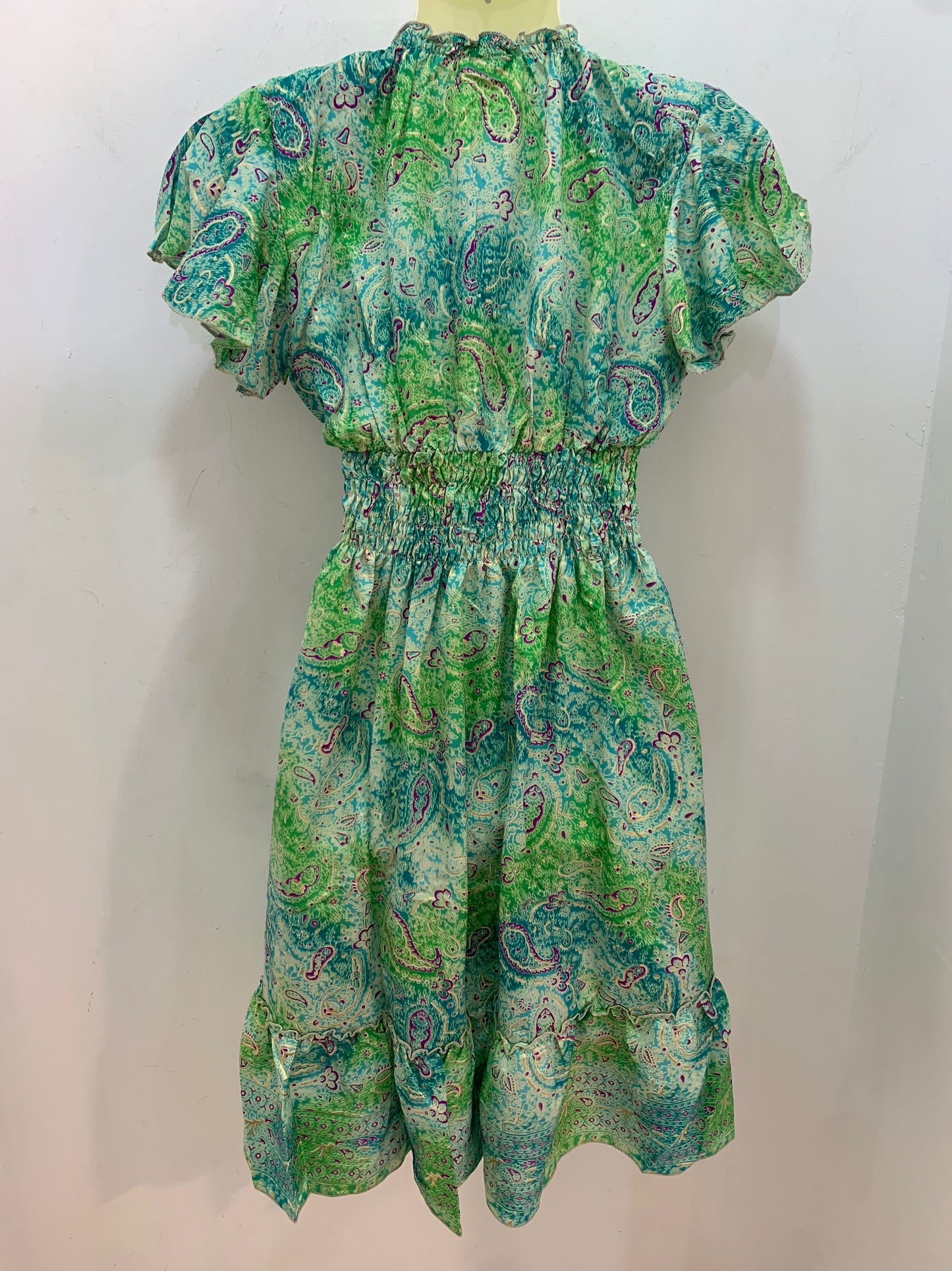 Vestido 1025 Verde Claro Y Verde Oscuro