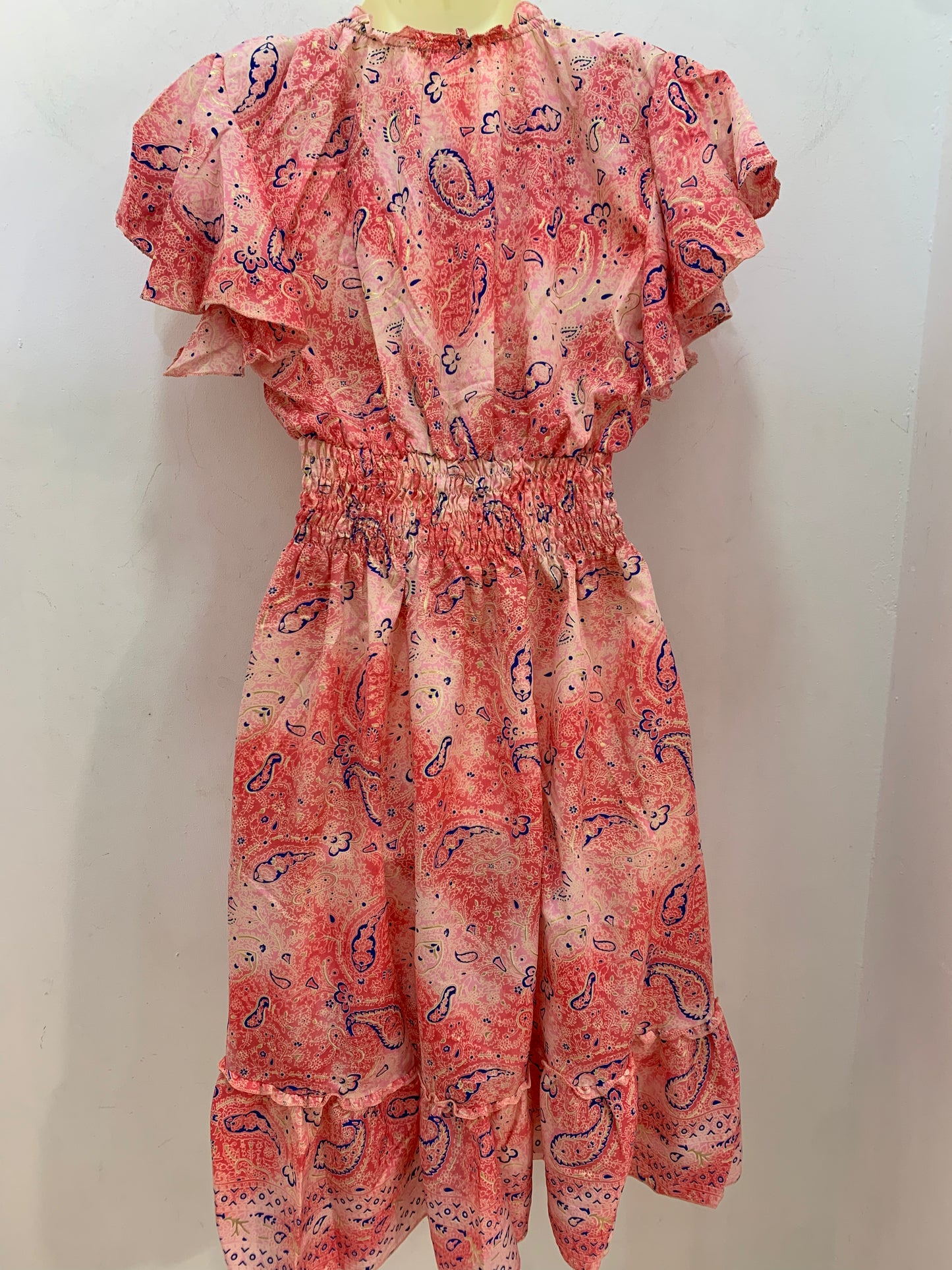 Vestido 1025 Coral y Rosa Claro