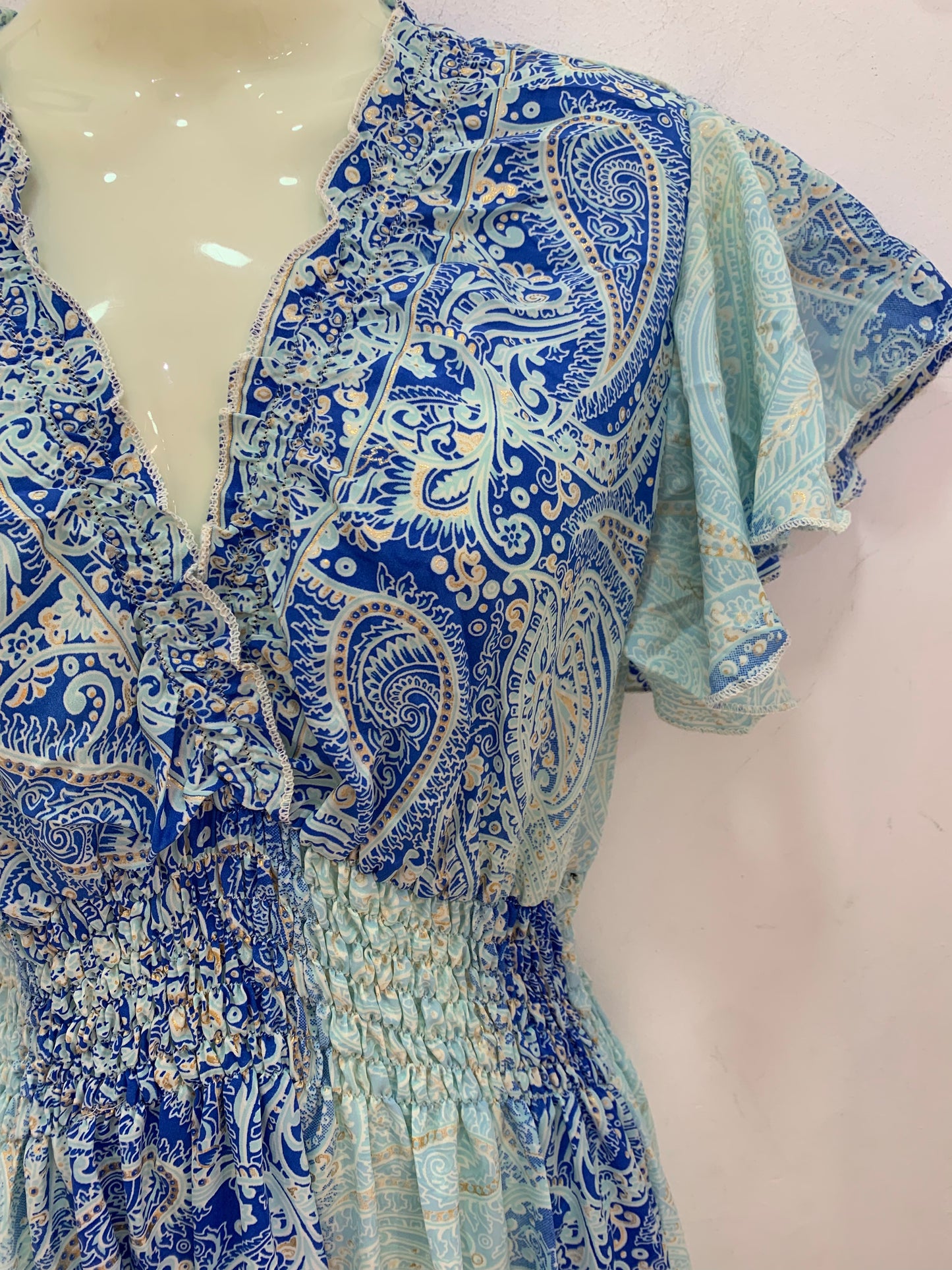 Vestido 1023A Azul Eléctrico Y Celeste