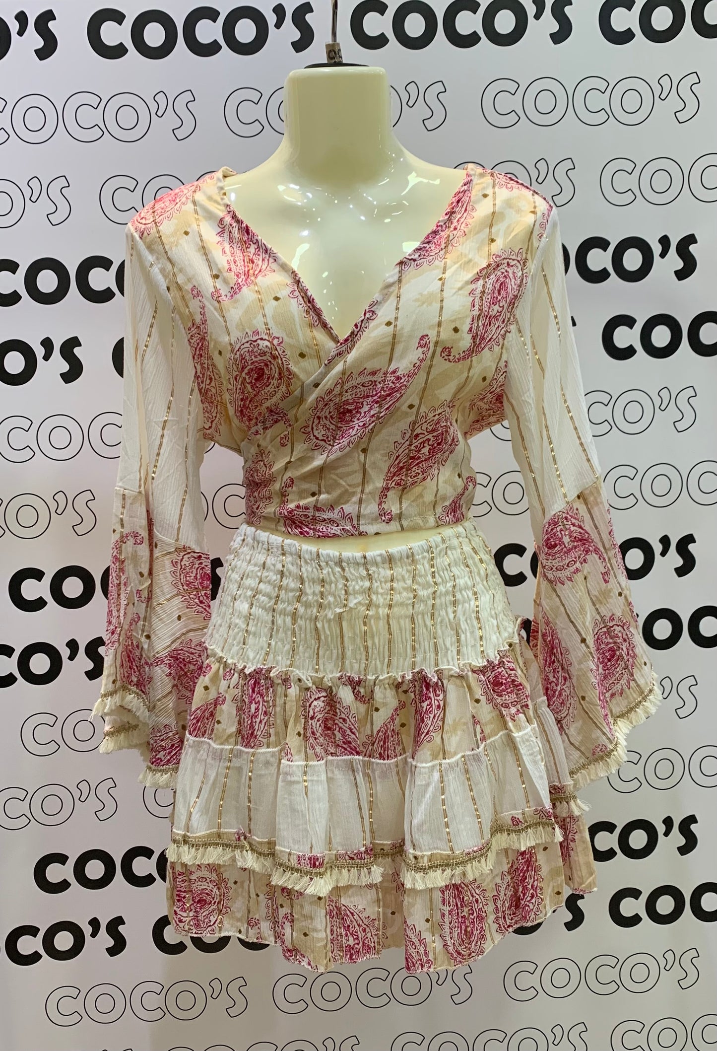 Conjunto Lurex Corto Rosa