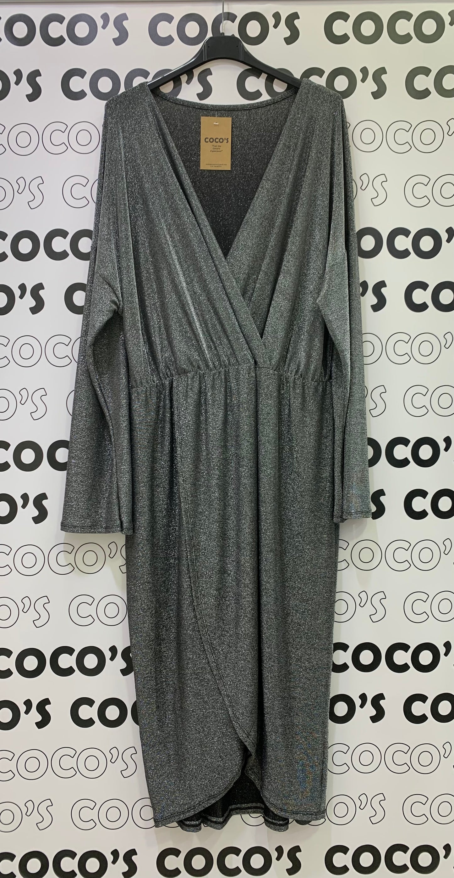 Vestido Largo Fiesta Plateado Talla única Grande