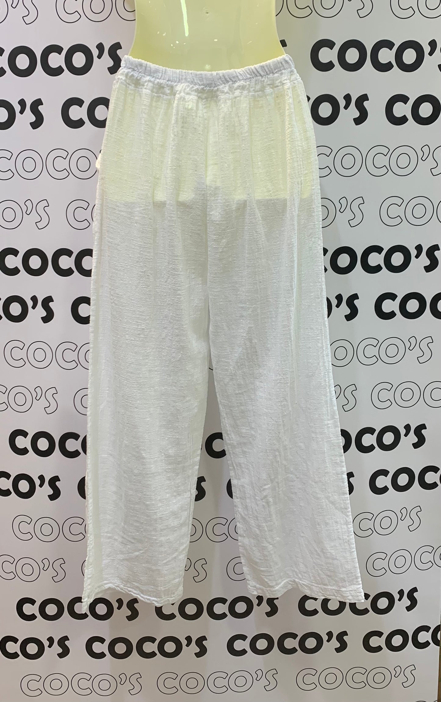 Pantalón Algodón Con Bolsillos Blanco