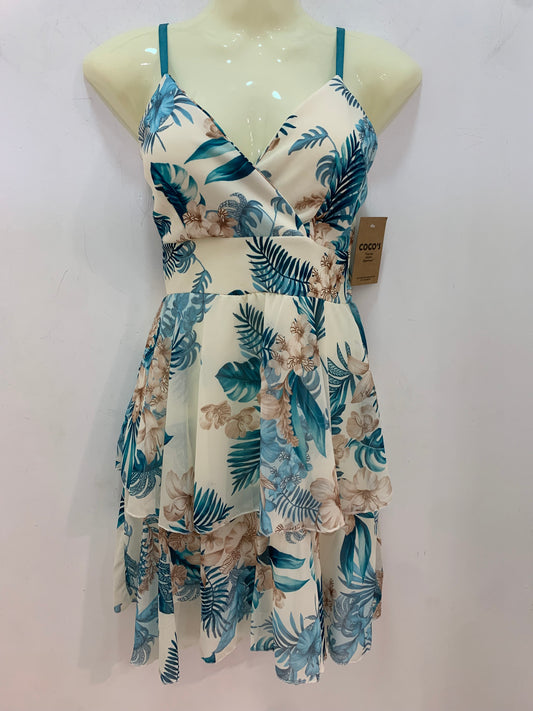 Vestido Flores Turquesa