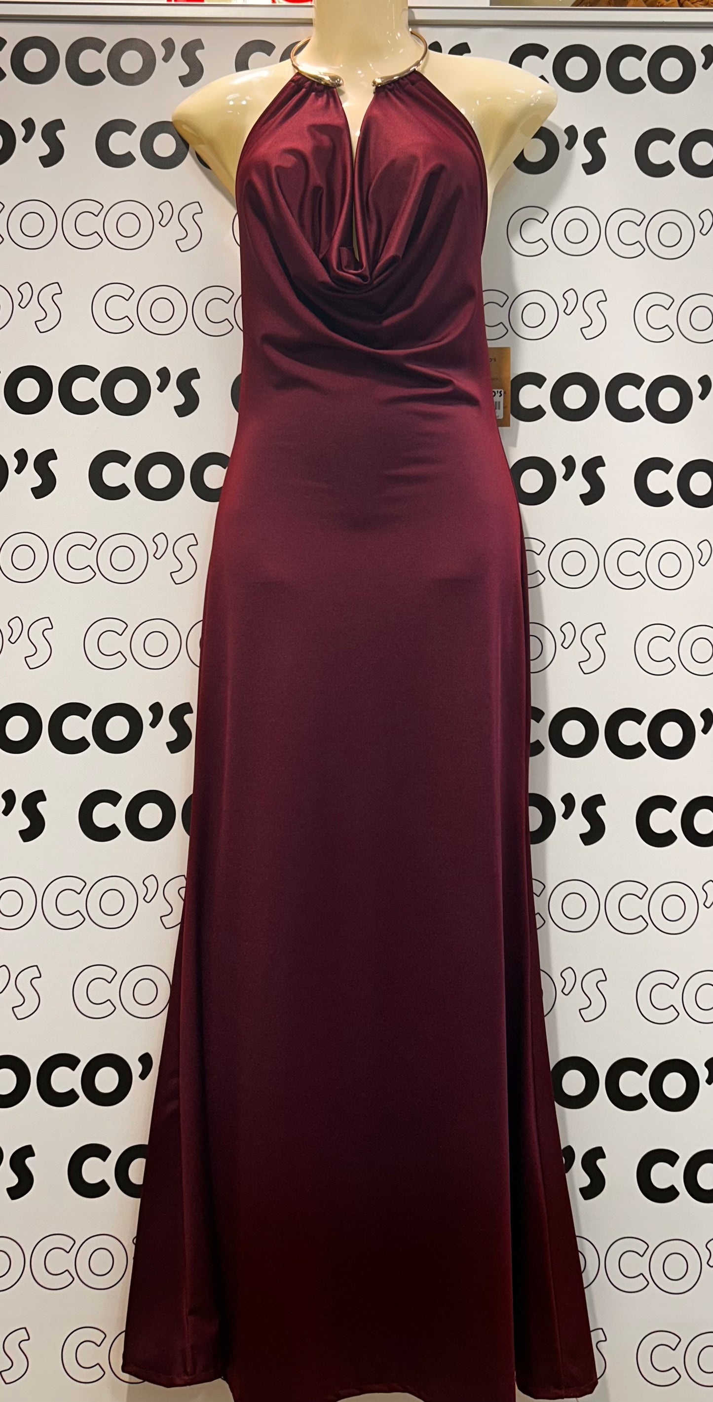 Vestido Collar Fiesta Granate