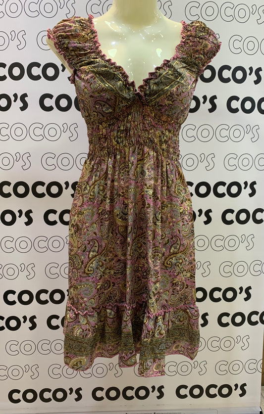 Vestido 1024SK Rosa y Marrón.